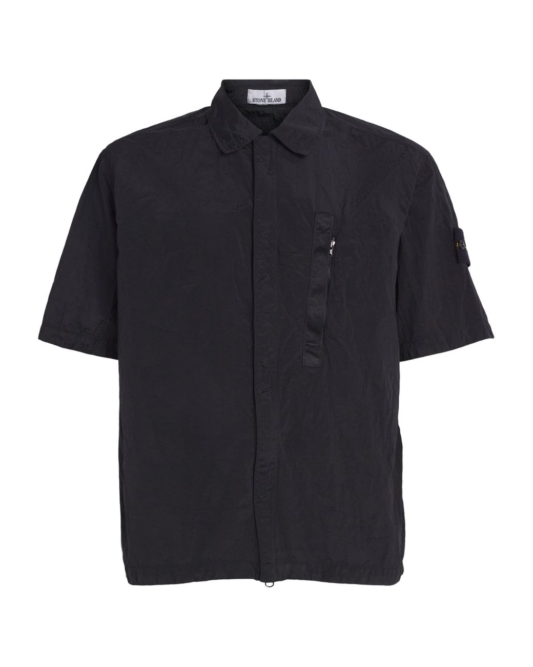 Stone Island Black Nylon Zip-Up T-Shirt for men