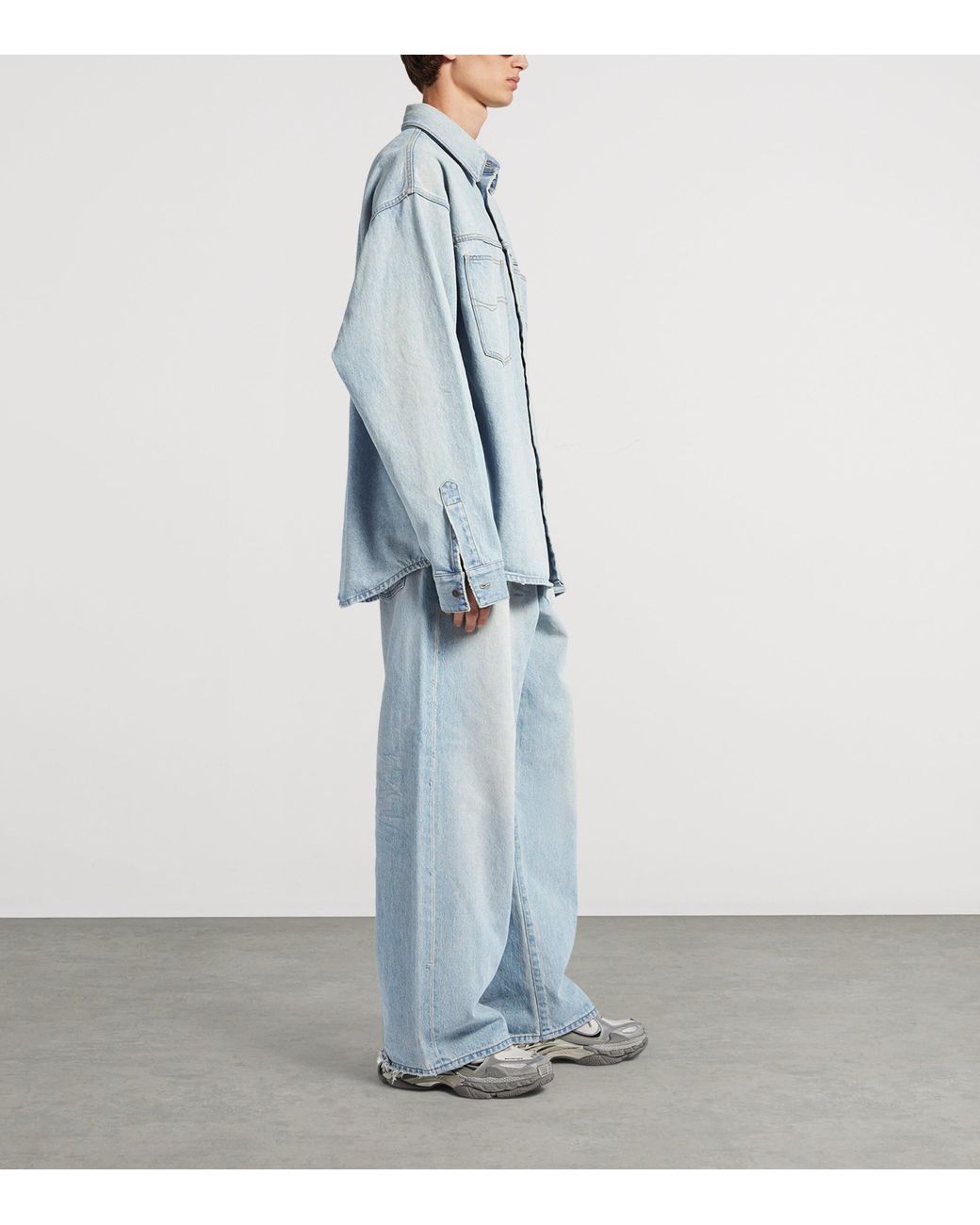 Balenciaga Blue Oversized Denim Shirt for men