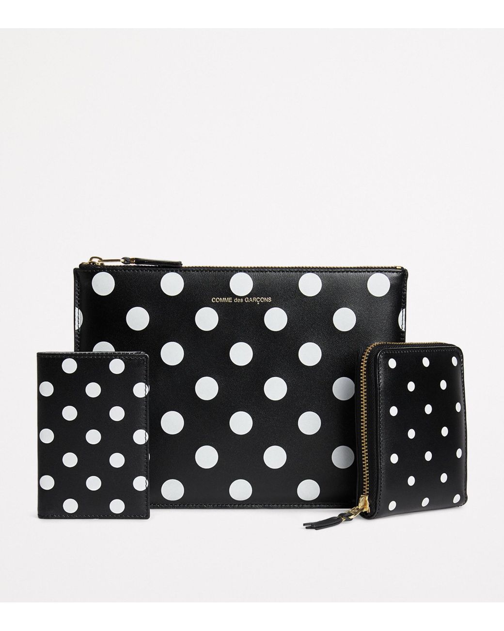 Comme des Garçons Black Leather Polka-Dot Card Holder for men