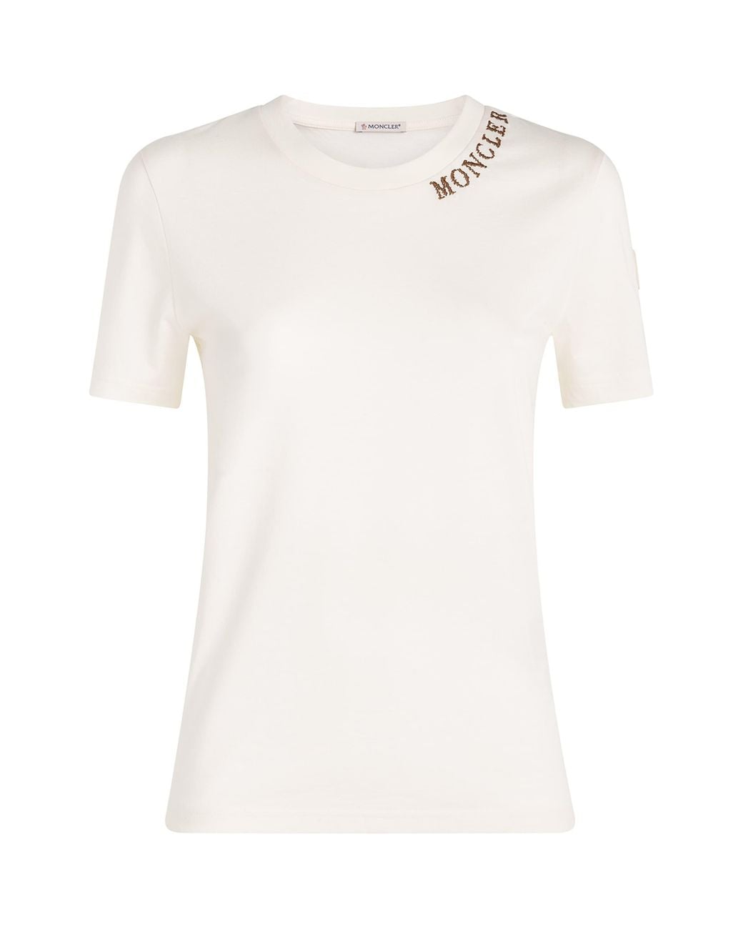 Moncler White Cotton Embroidered Logo T-Shirt