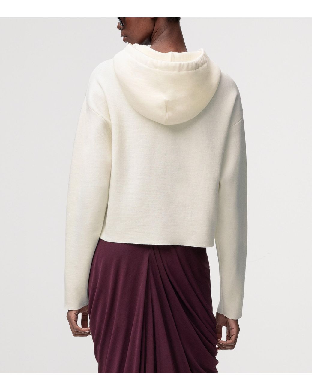 Loewe White Wool Leather-Pocket Hoodie
