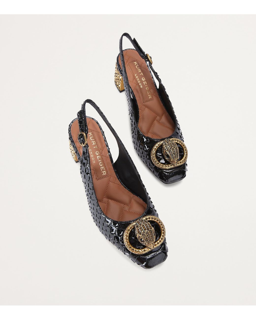 Kurt Geiger Black Snake-Effect Chelsea Slingback Pumps
