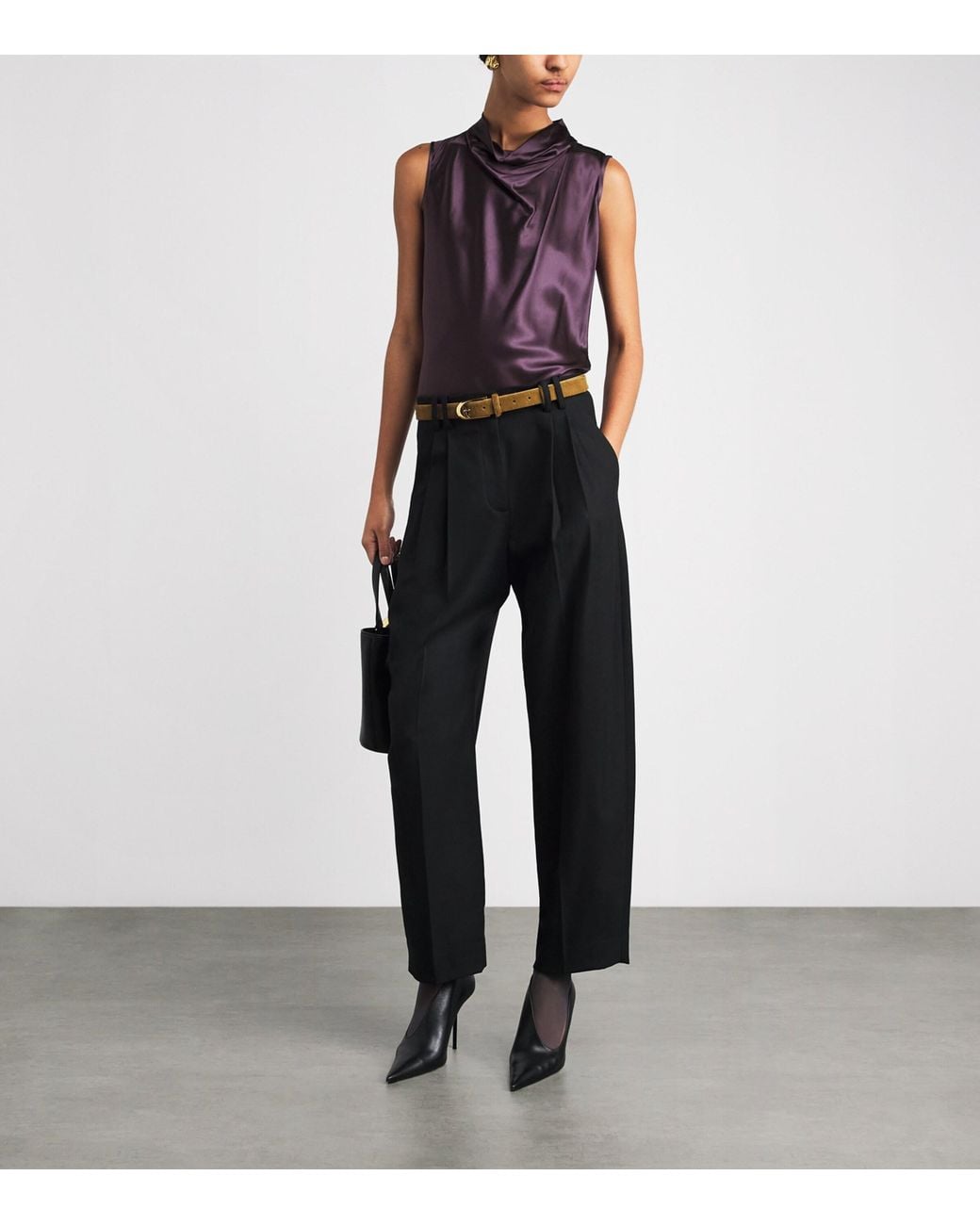 Veronica Beard Purple Silk-Blend Sleeveless Tam Blouse