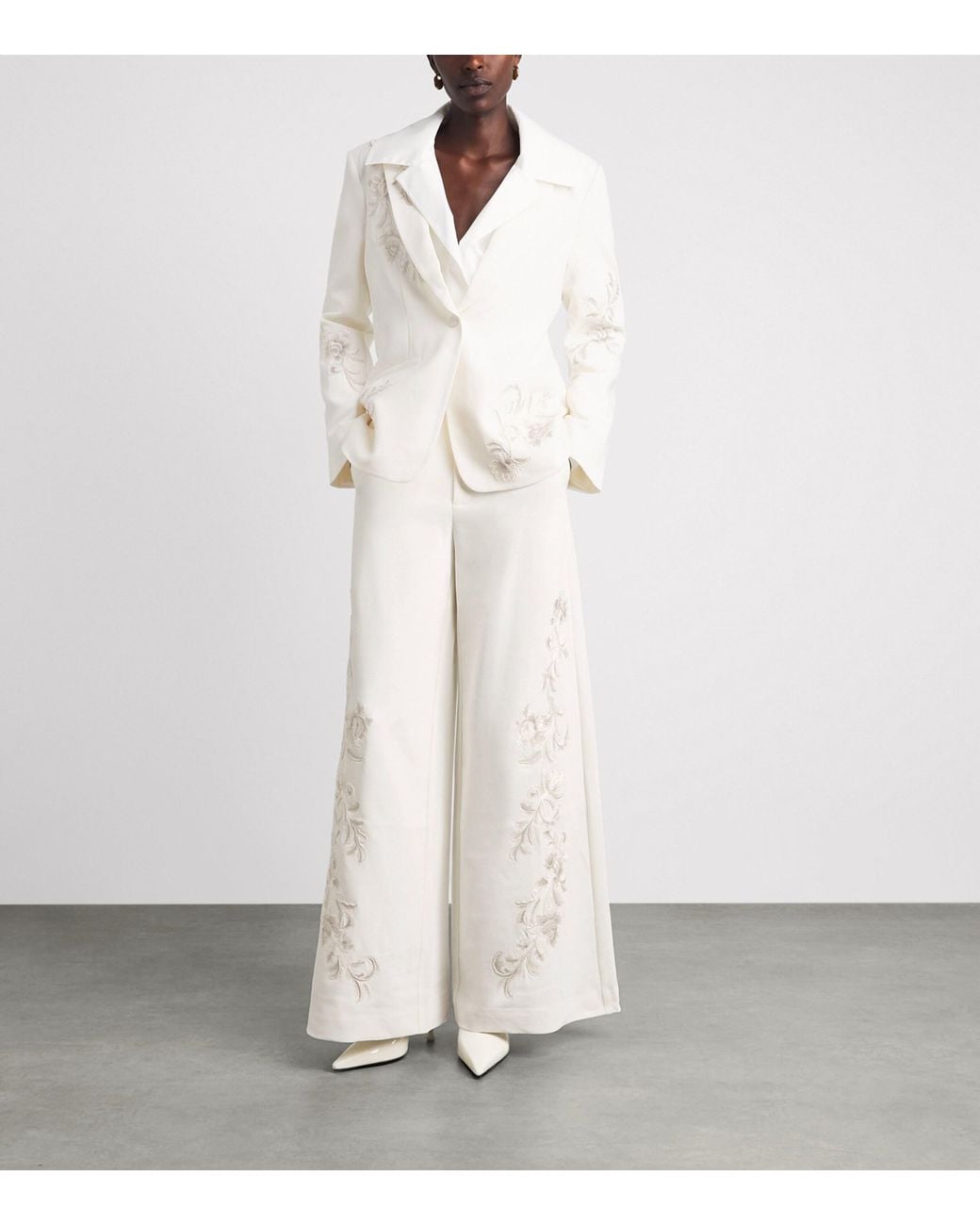 Cinq À Sept White Rococo Embroidered Roxane Trousers