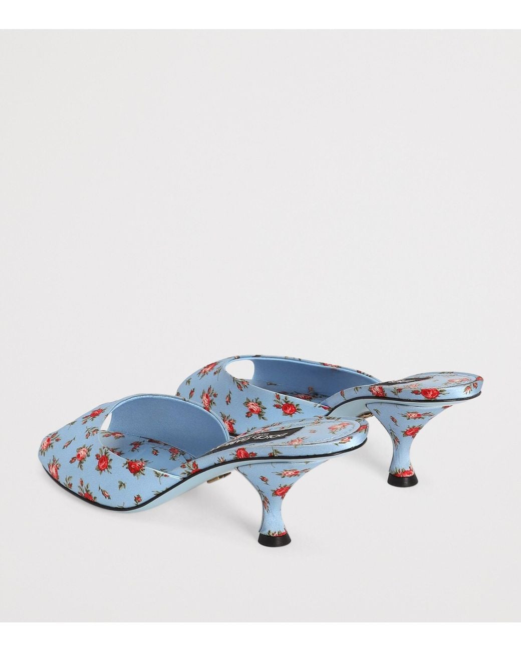 Dolce & Gabbana Blue Leather Floral Heeled Mules 60