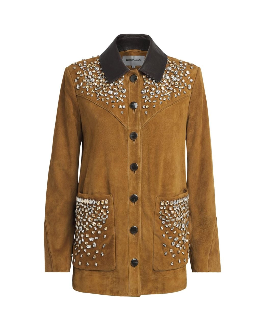 Veronica Beard Brown Suede Embellished Shannon Jacket