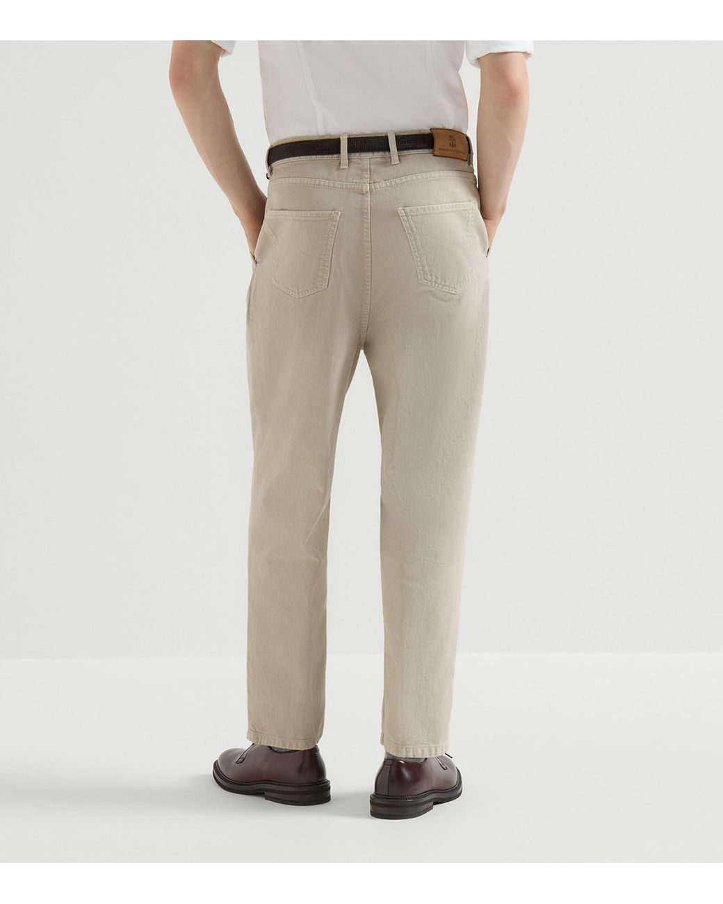 Brunello Cucinelli Natural Cotton Denim Pleated Trousers