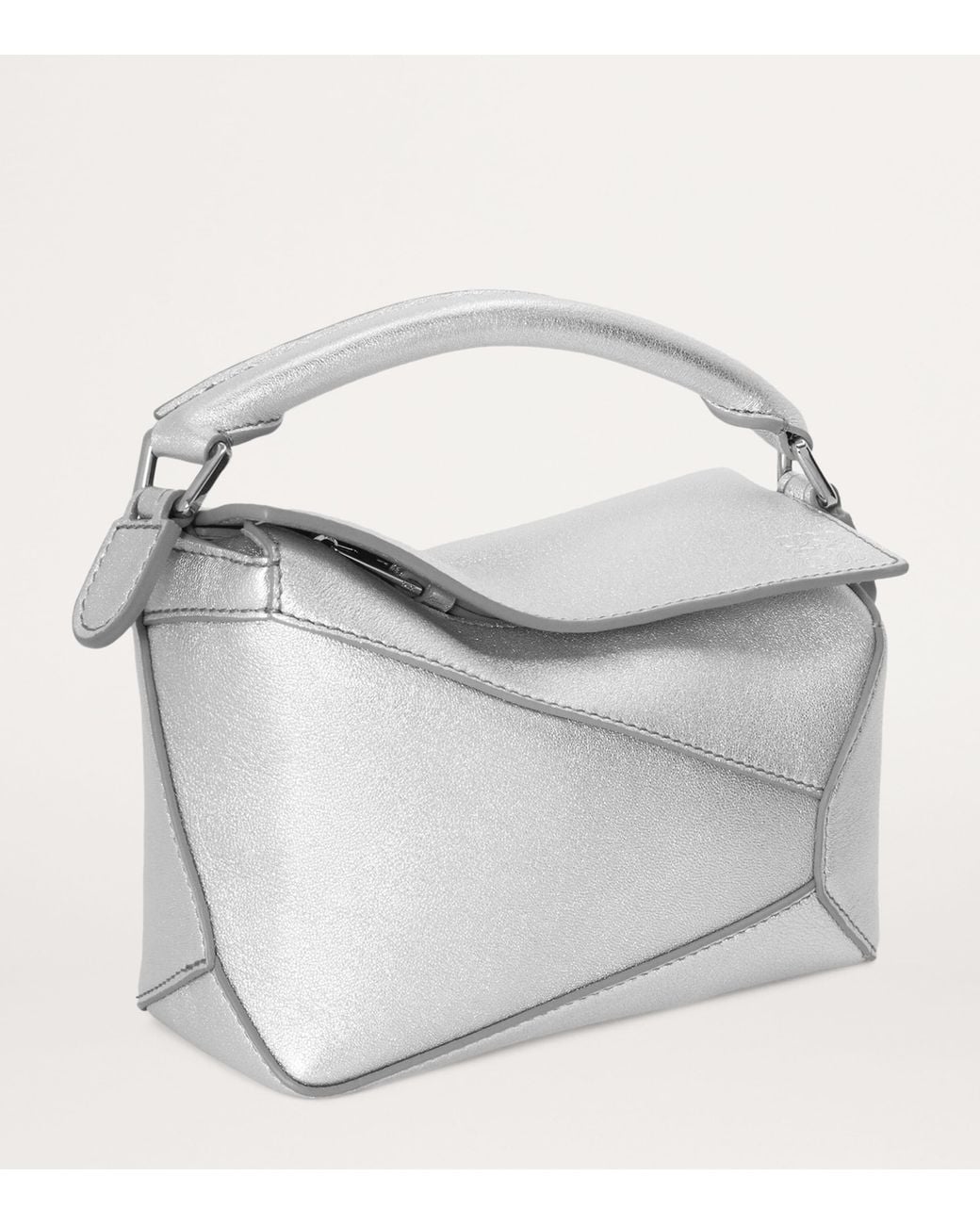 Loewe Gray Mini Leather Puzzle Edge Top-Handle Bag