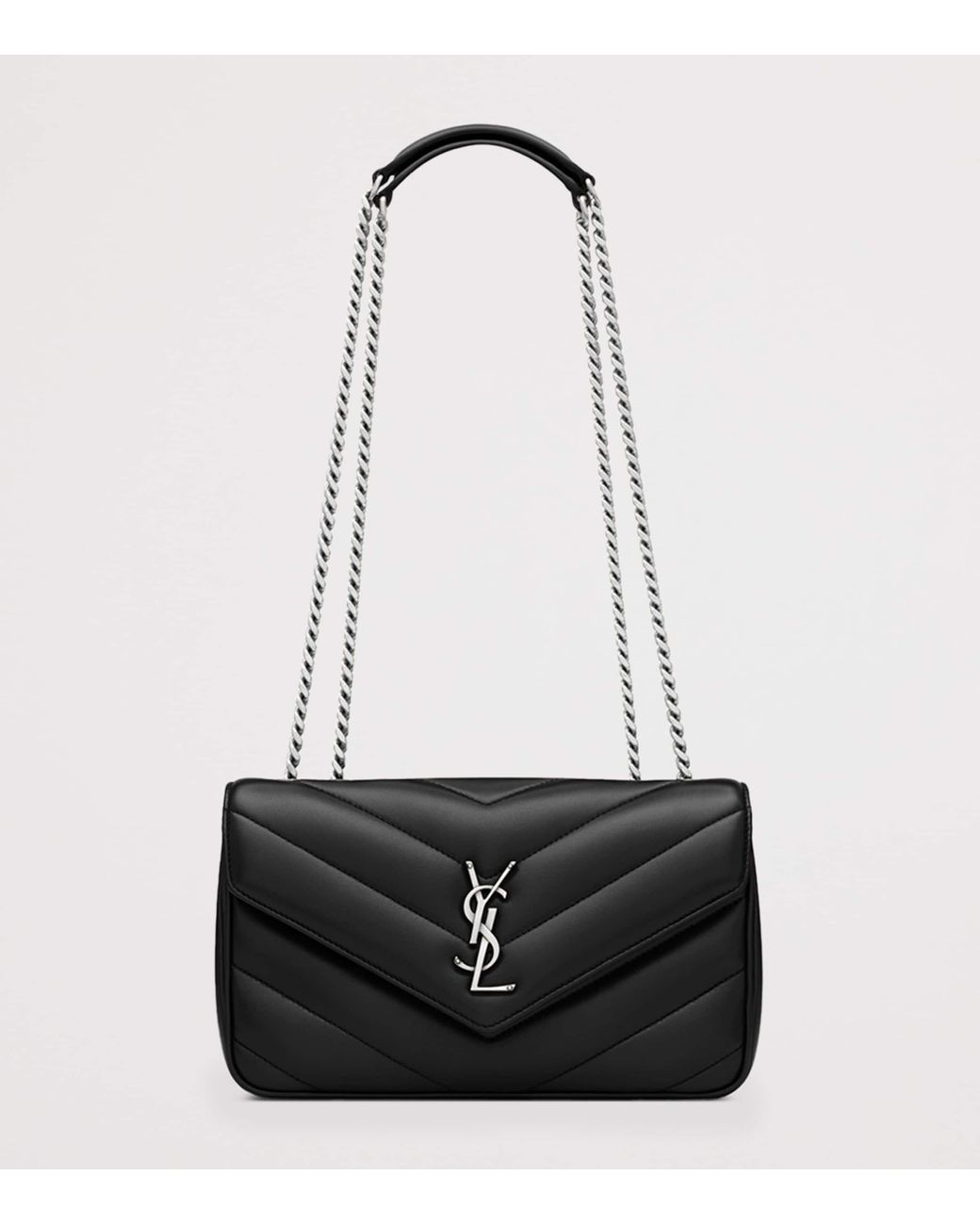 Saint Laurent Black Small Matelassé Loulou Shoulder Bag