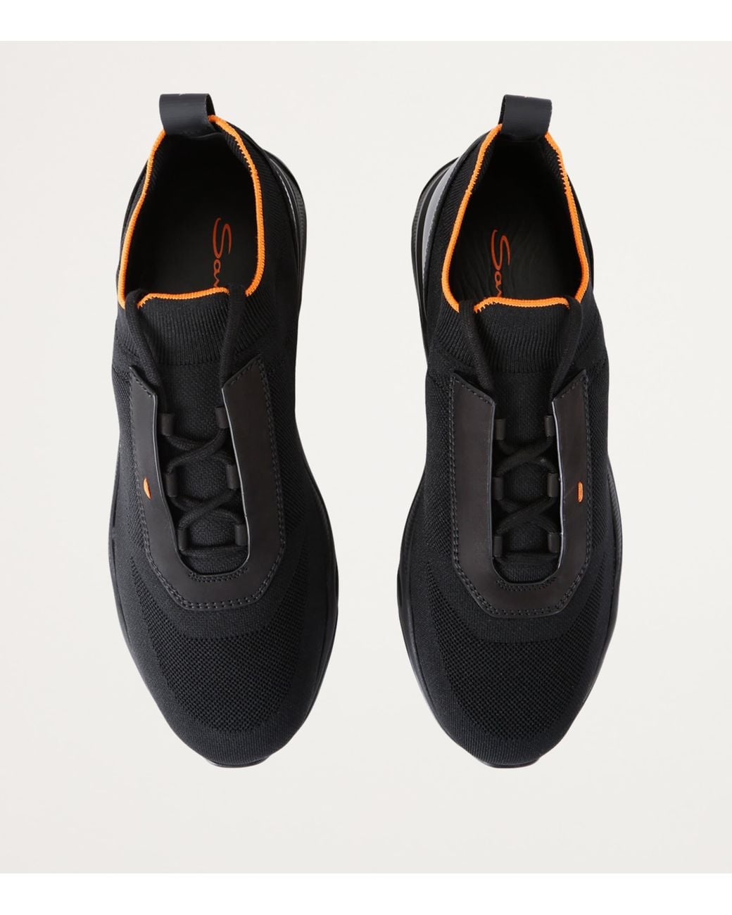 Santoni Black Technical-Knit Runner Sneakers for men