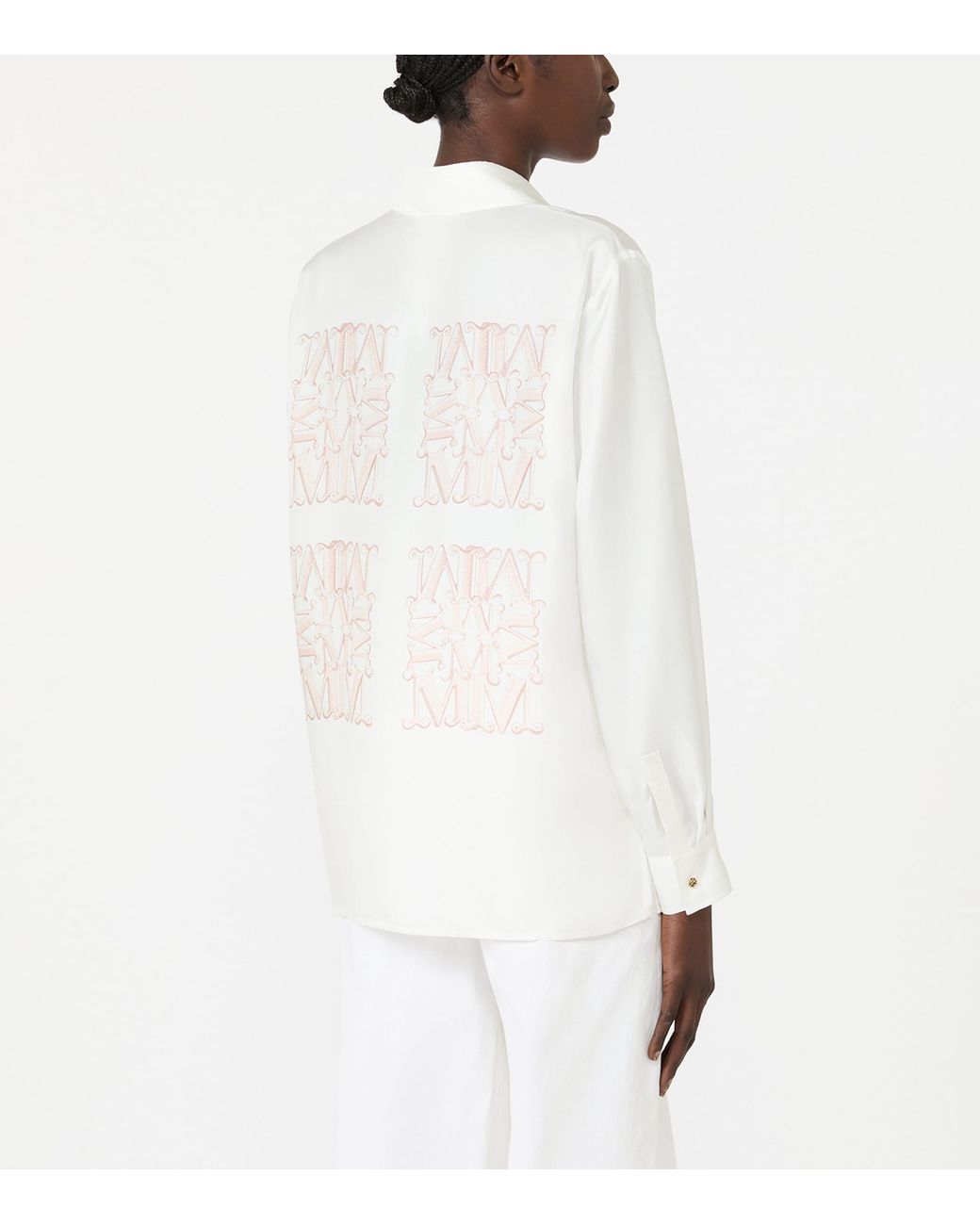 Max Mara White Silk Monogram Shirt for men