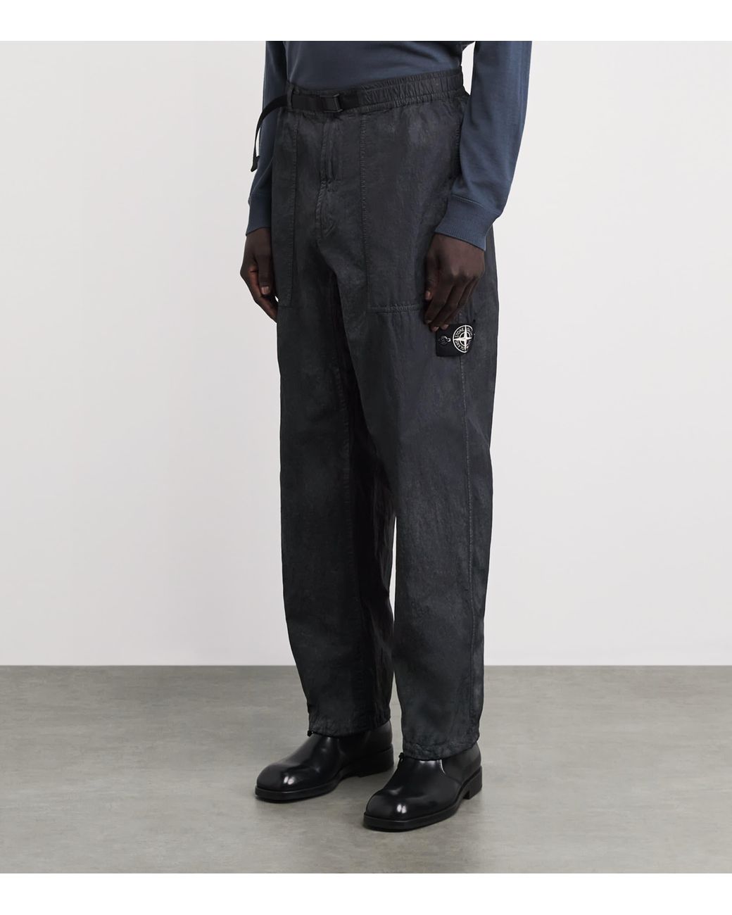 Stone Island Black Reflective Fatigue Trousers for men