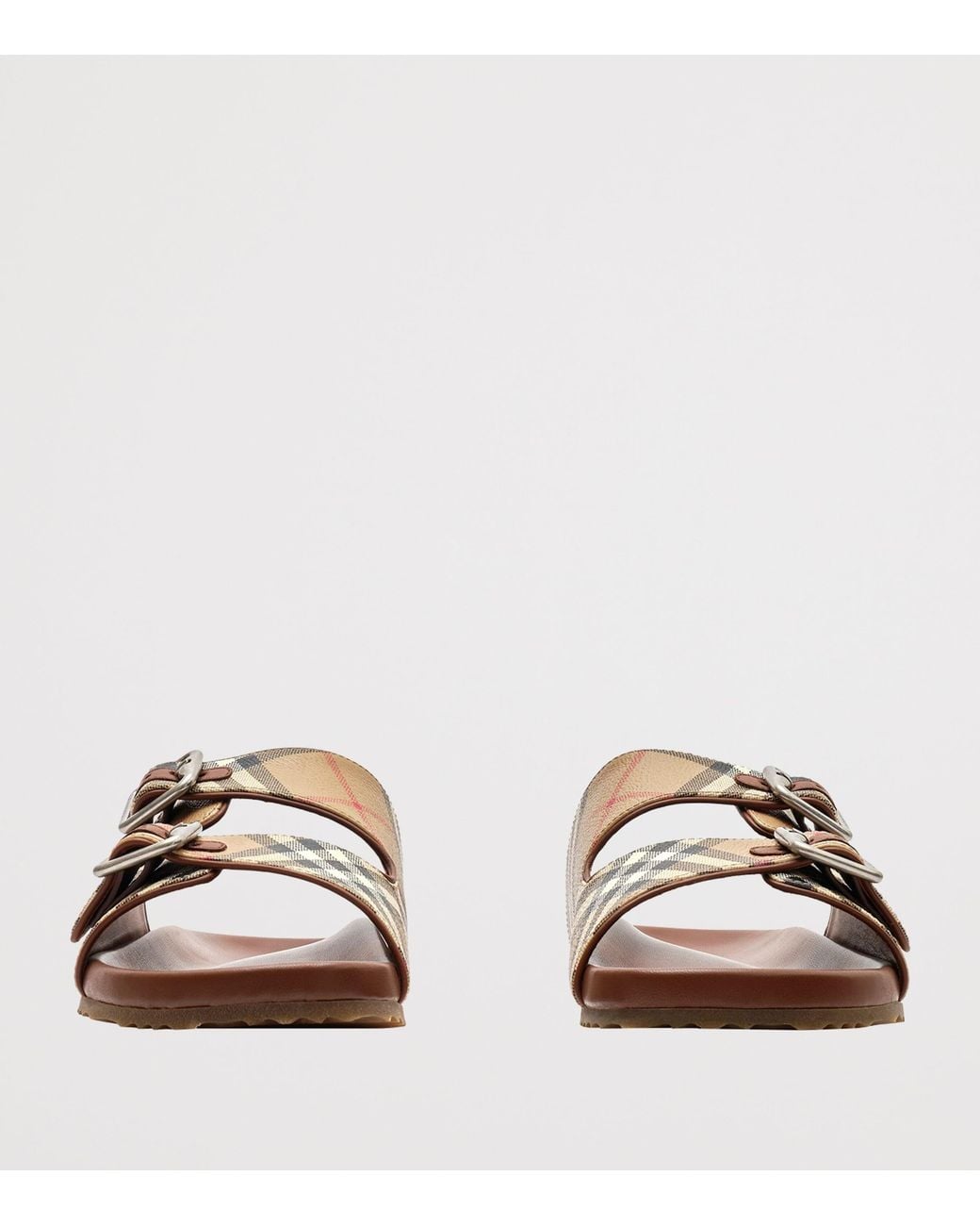 Burberry Brown Canvas-Leather Check Urchin Slides for men