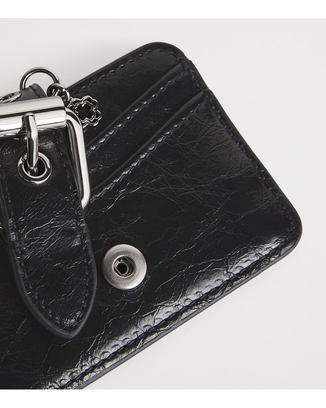 Maje Black Cracked Leather Miss M Card Holder