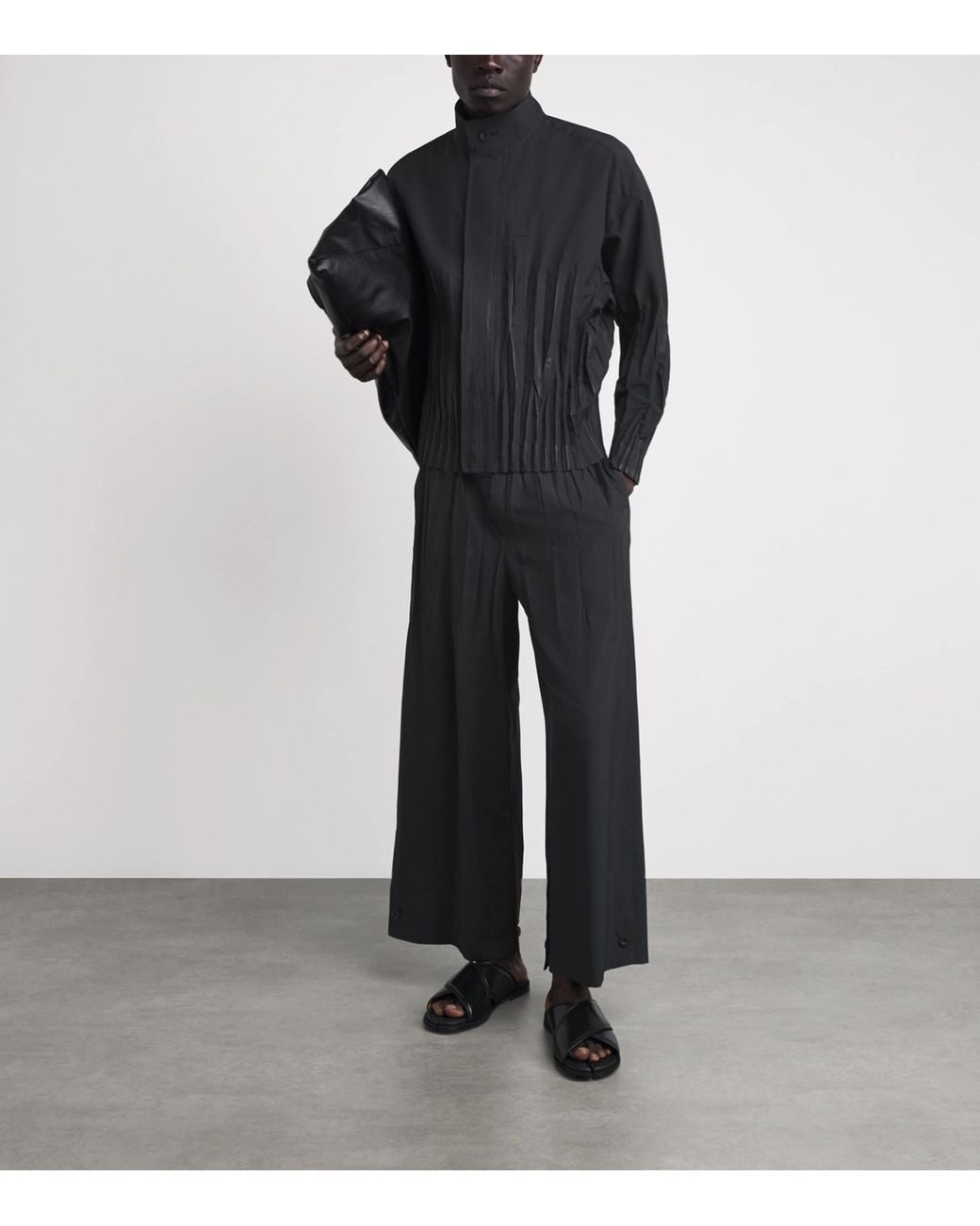 IM MEN Blue Pleated Waft Jacket for men