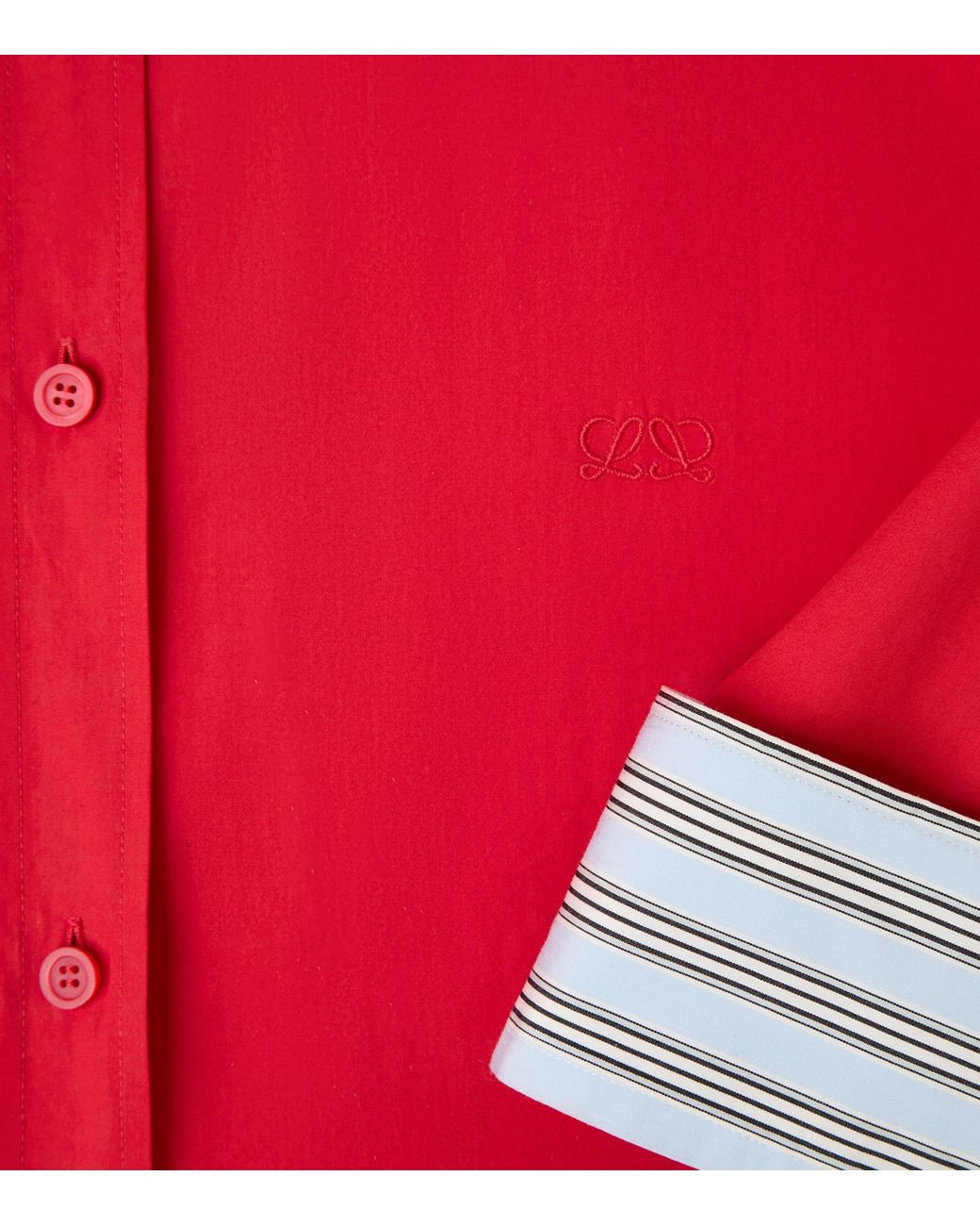 Loewe Red Stretch-Cotton Midi Shirt Dress