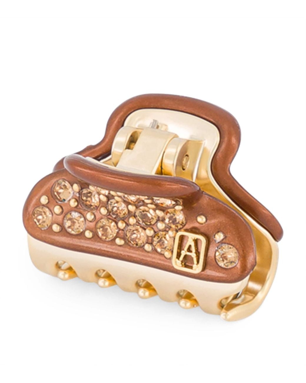 Alexandre De Paris Brown Plated Crystal-Embellished Claw Hair Clip