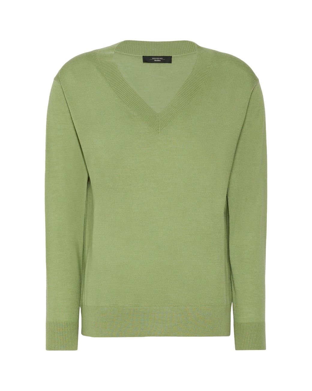 Weekend by Maxmara Green Wool-Silk V-Neck Sweater