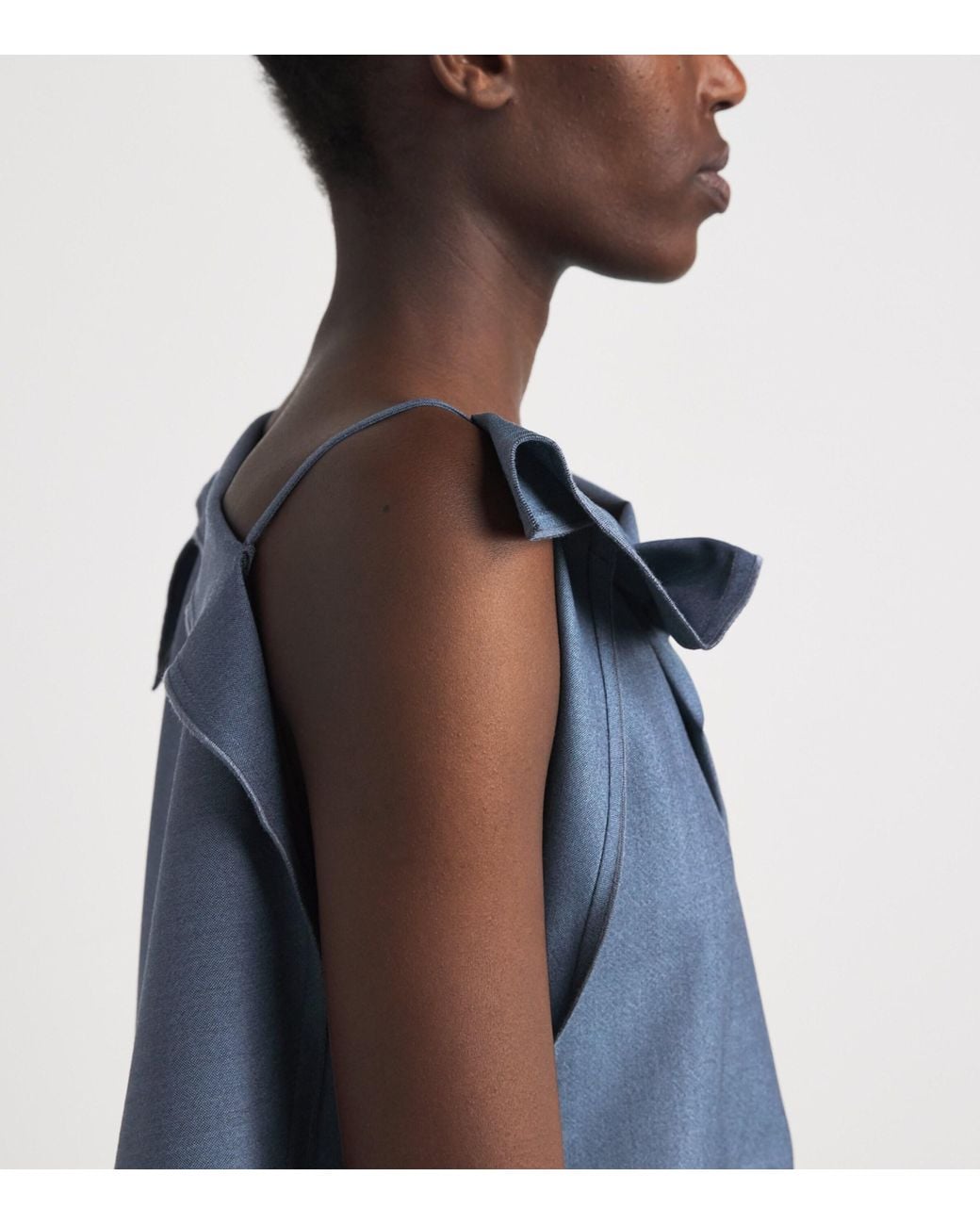 Victoria Beckham Blue Wool Draped Midi Dress