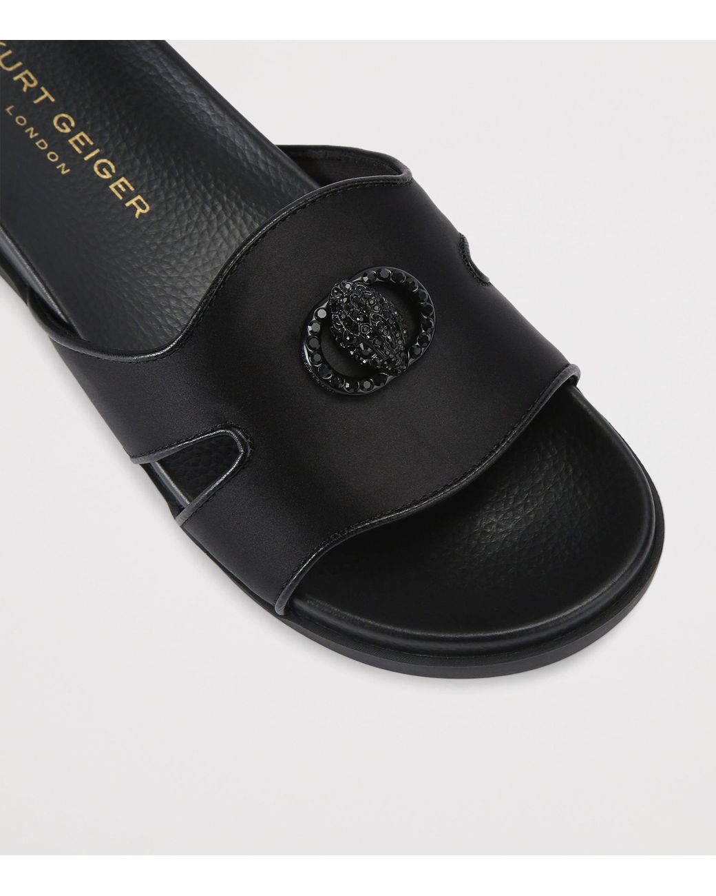 Kurt Geiger Black Satin Cut-Out Chelsea Slides