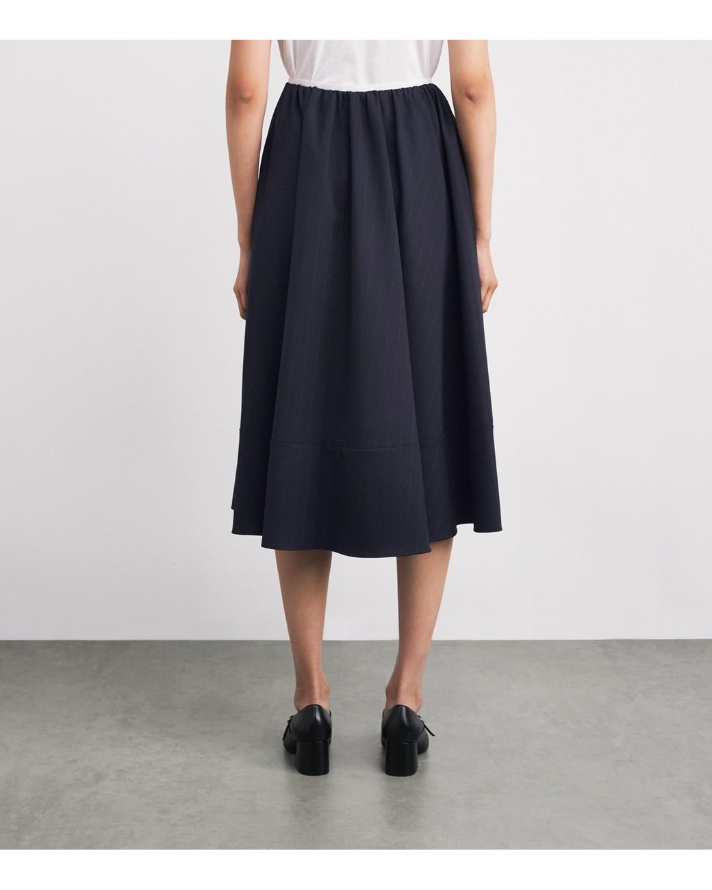 Maje Blue Wool-Blend Pleated Midi Skirt