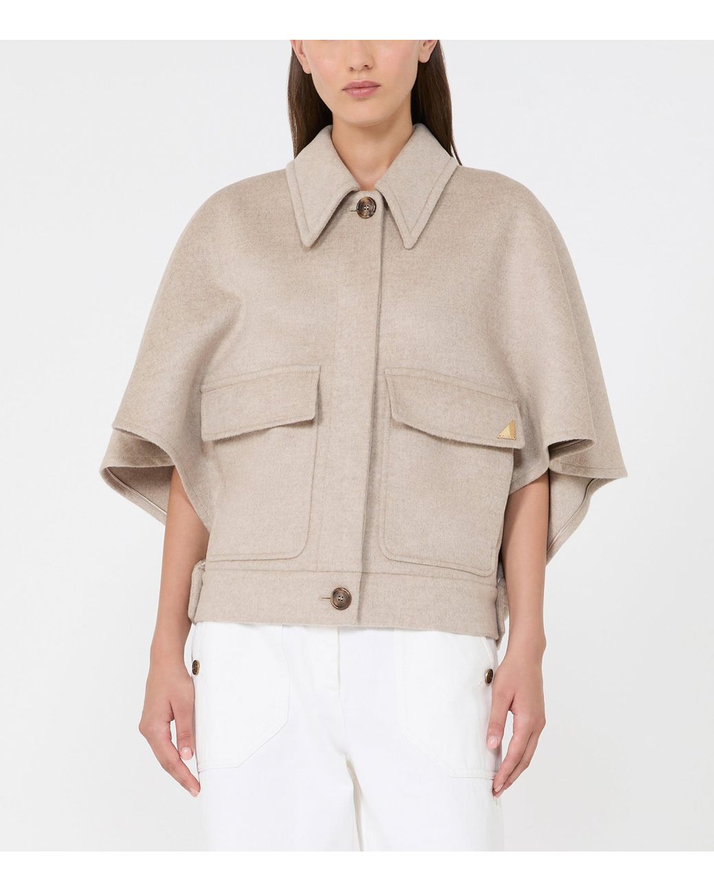 Max Mara Natural Cashmere Cape Jacket