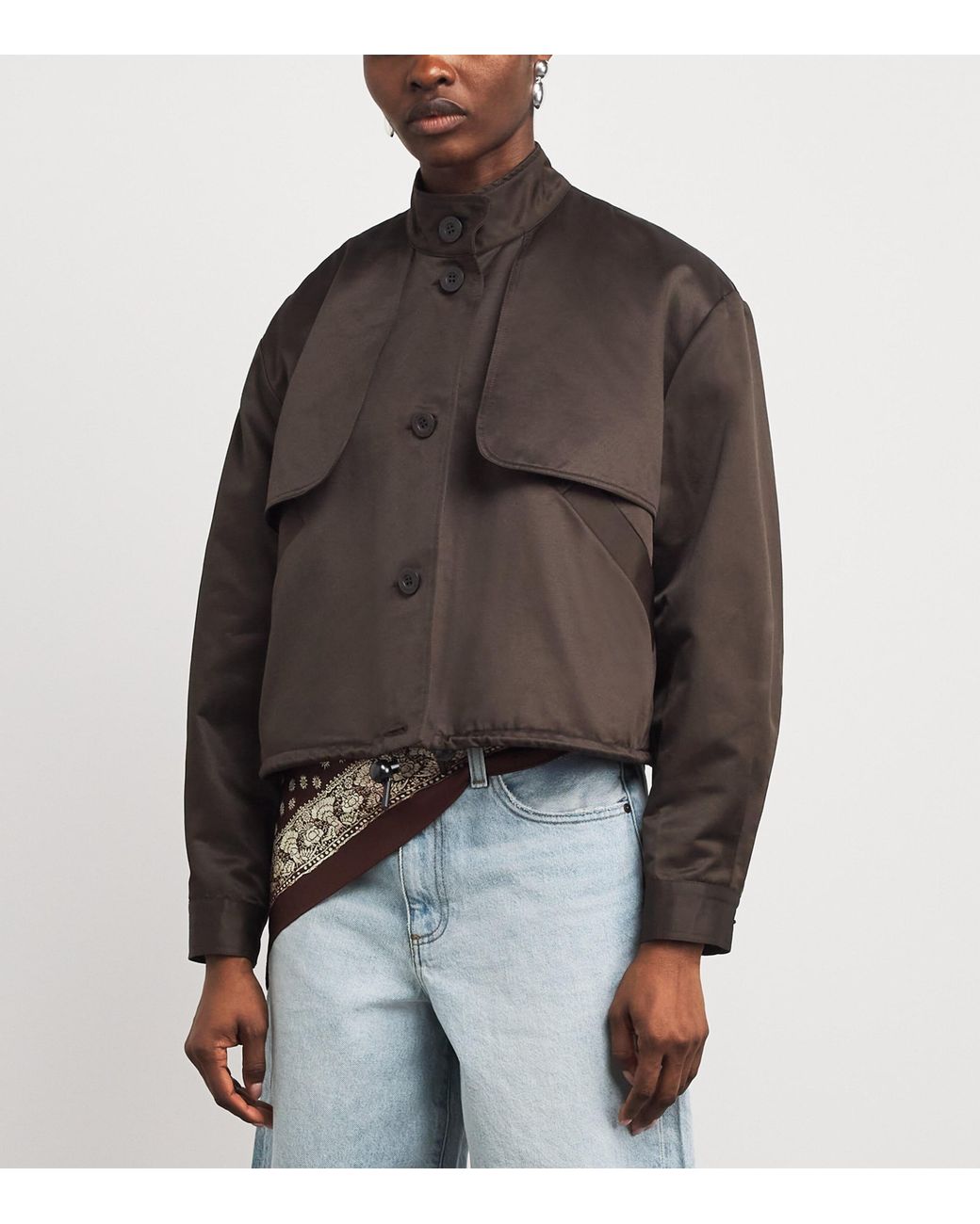 Claudie Pierlot Gray Satin-Effect Wide-Fit Jacket
