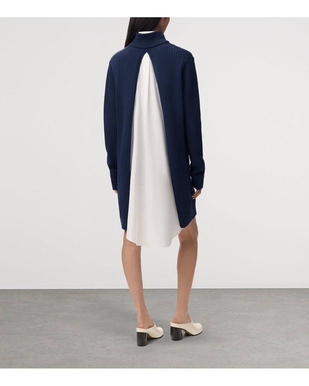 Loewe Blue Layered Shirt-Sweater Mini Dress