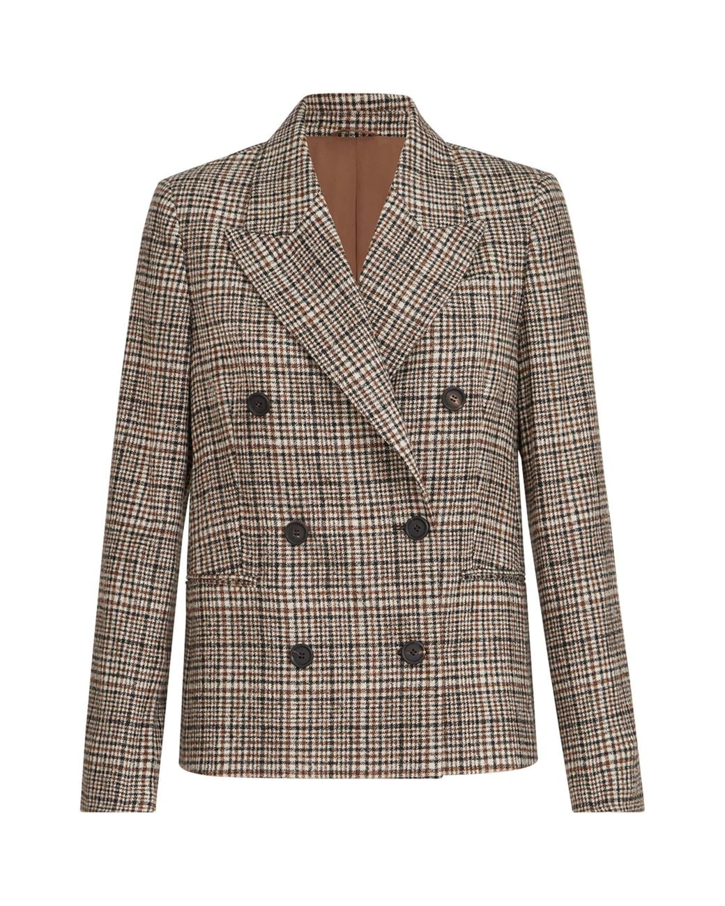 Brunello Cucinelli Brown Alpaca-Blend Check Blazer