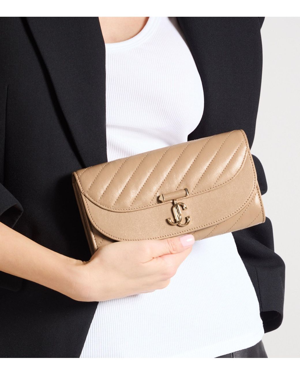 Jimmy Choo Natural Curve Leather Chain Wallet