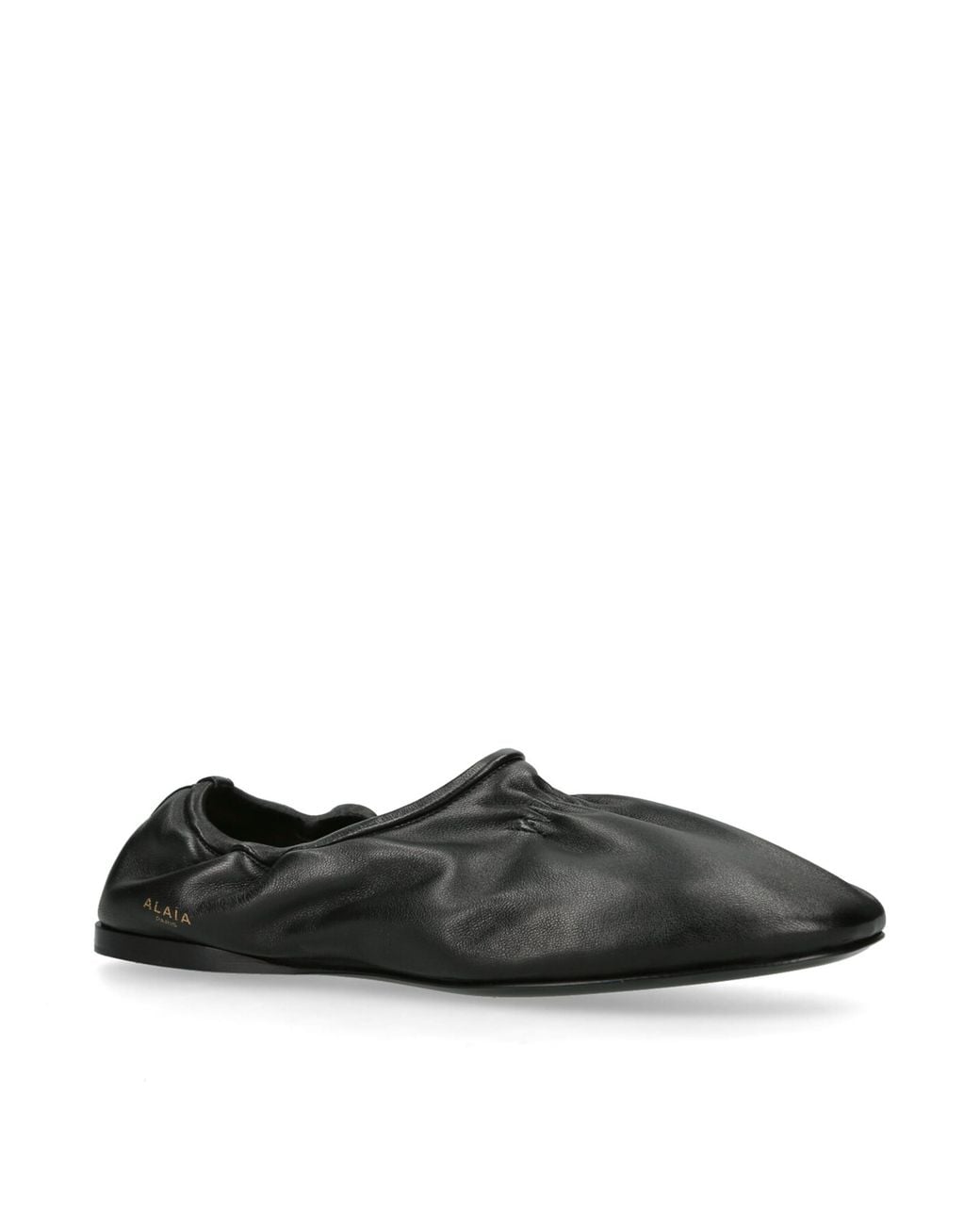 Alaïa Black Leather Scrunched Ballet Flats