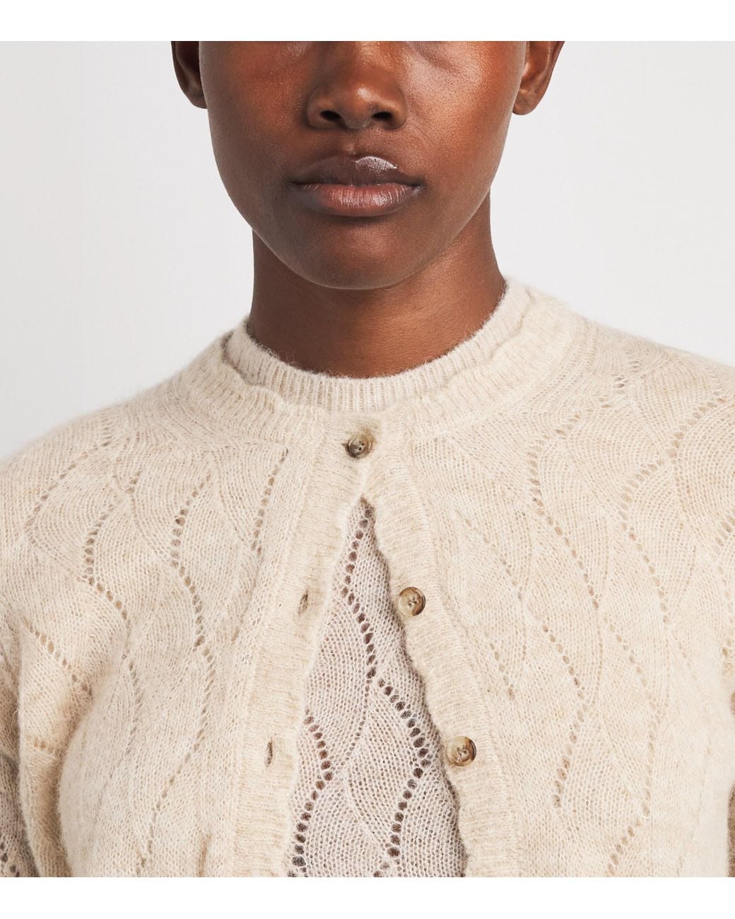 ME+EM Natural Pointelle Knit Cardigan
