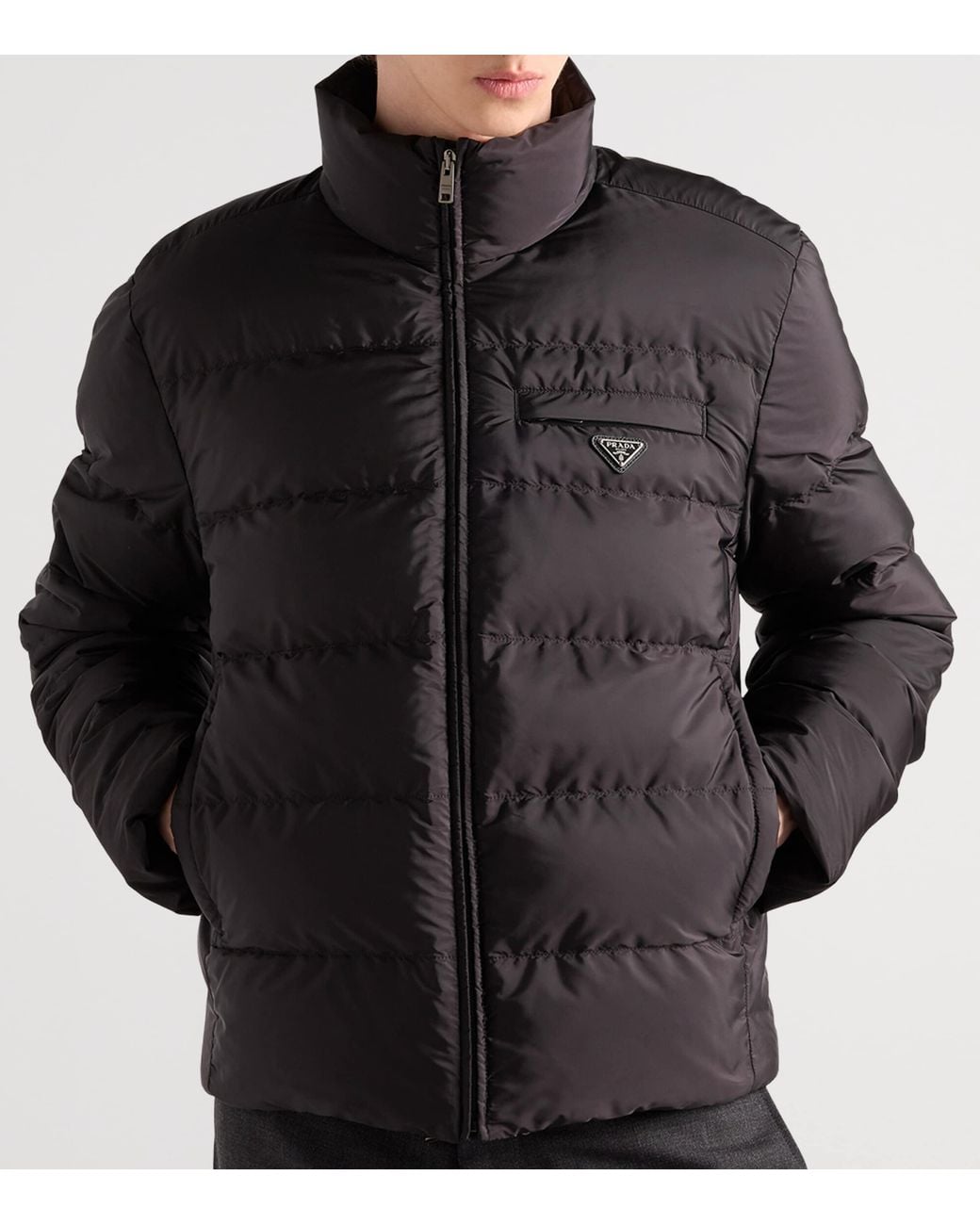Prada Black Re-Nylon Medium-Weight Down Jacket for men