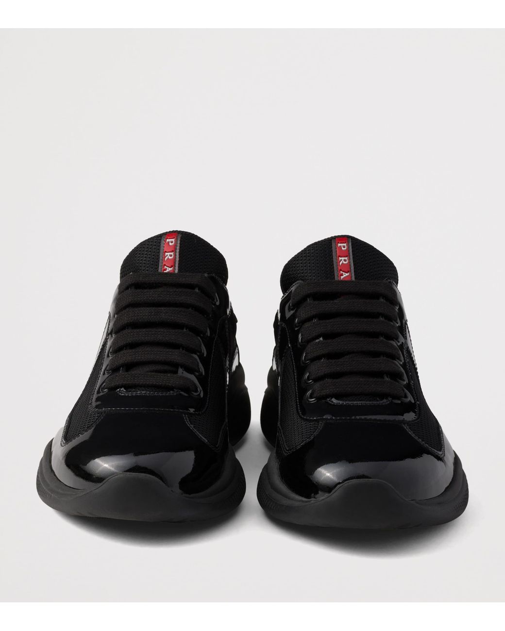 Prada Black Patent Leather-Blend America's Cup Sneakers for men