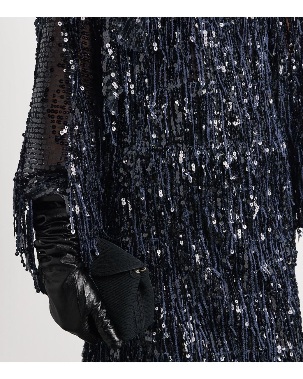 16Arlington Blue Asymmetric Sequin Auro Blouse
