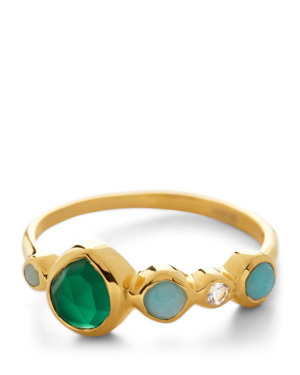 Monica Vinader Green Vermeil And Gemstone Mv Siren Bezel Ring