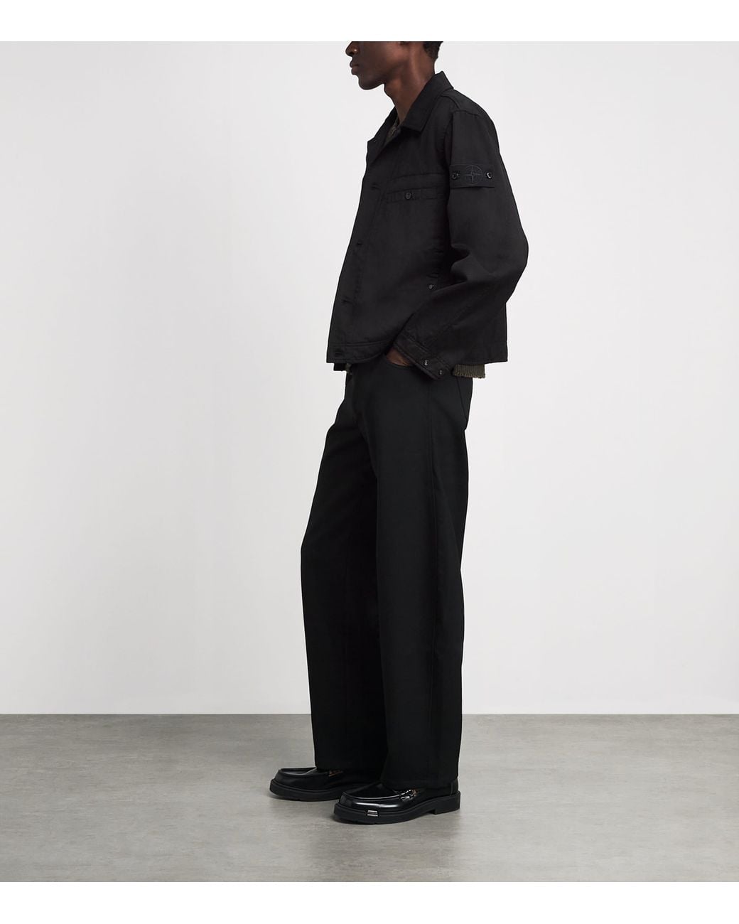 Stone Island Black Virgin Wool-Cotton Gabardine-Tc_S.I. Ghost Jacket for men