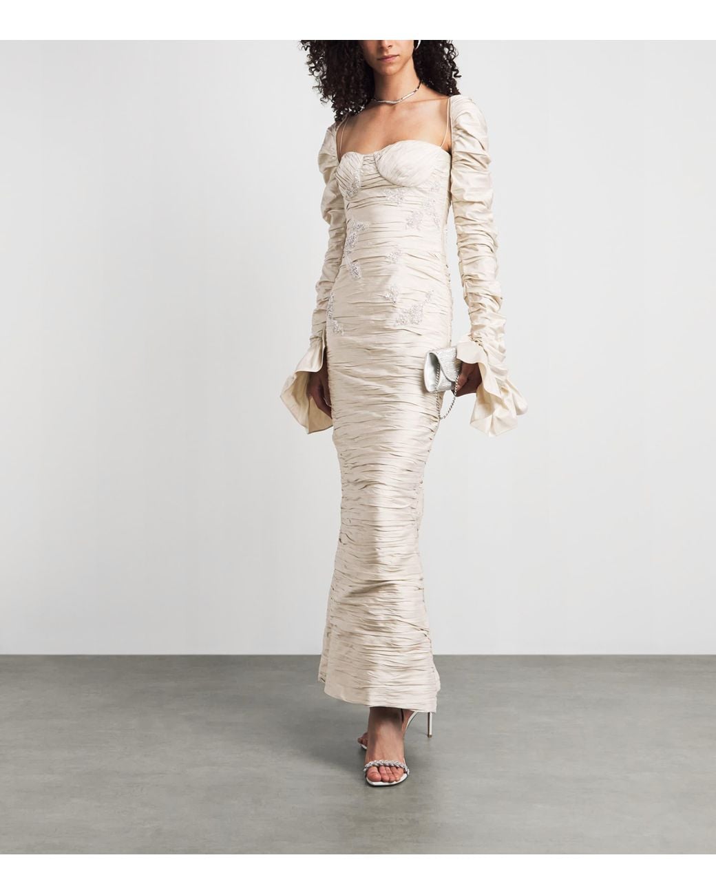 Sandra Mansour Natural Silk Embellished Daydream Gown