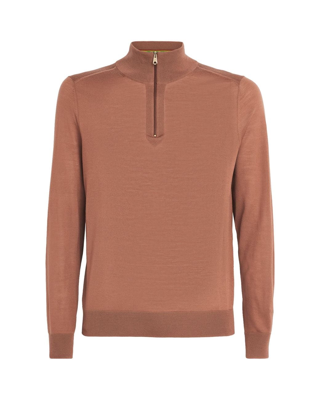 Paul Smith Brown Merino Wool Quarter-Zip Sweater for men