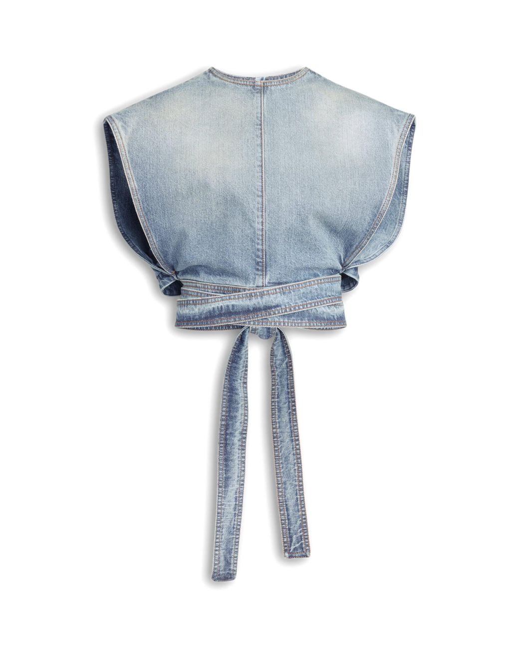 Alaïa Blue Denim Belted Crop Top