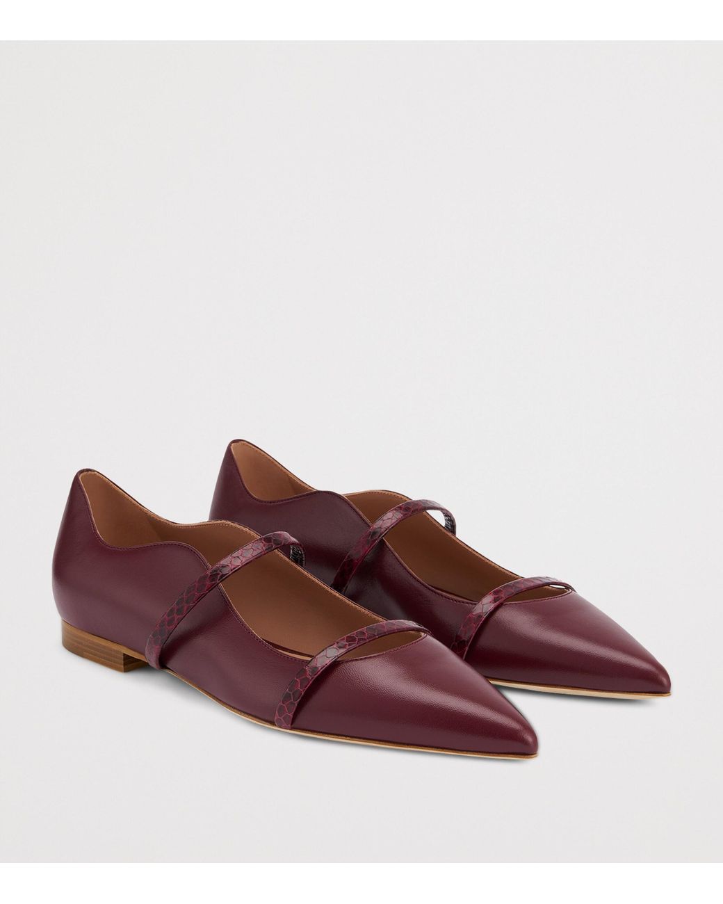 Malone Souliers Red Leather-Snake Skin Maureen Ballet Flats