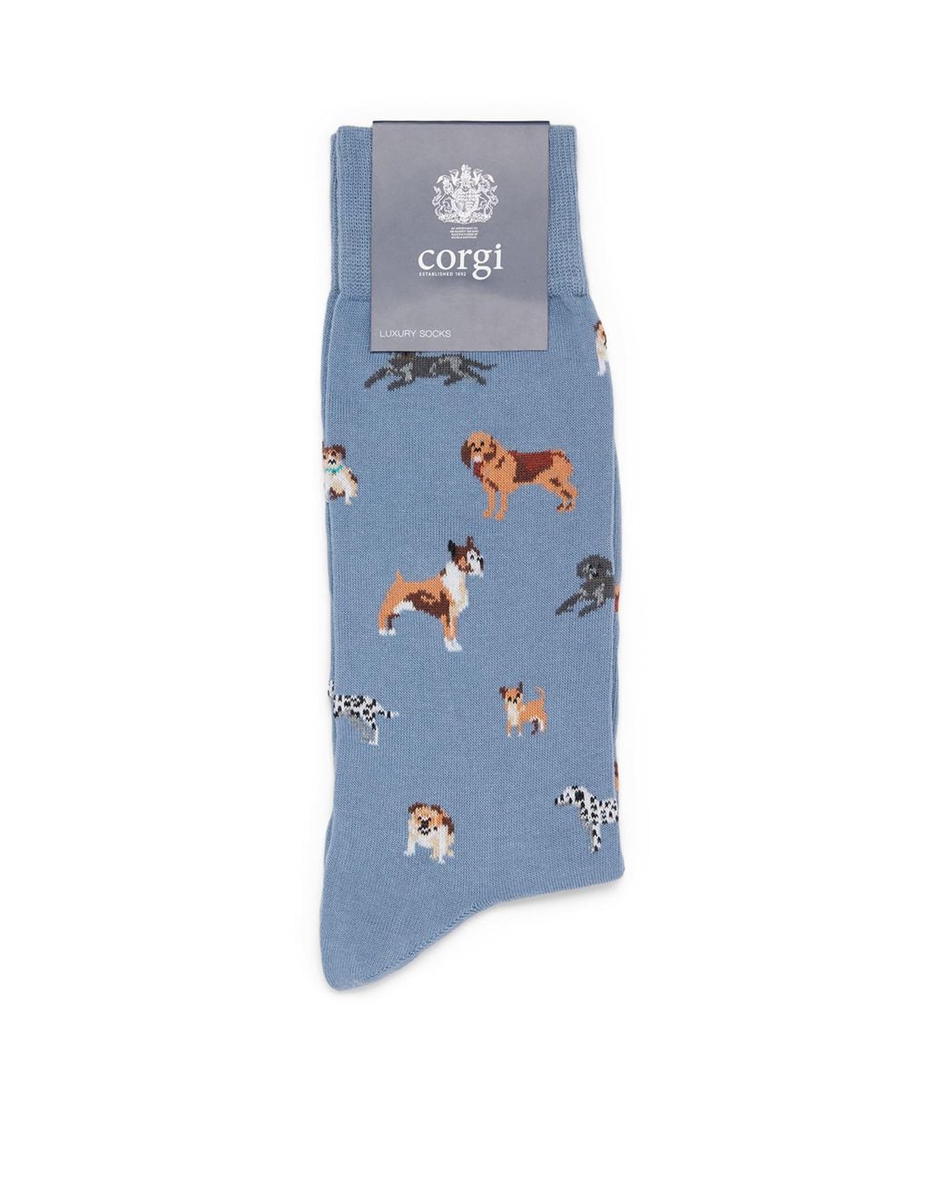 Corgi Blue Jacquard Dog Socks for men