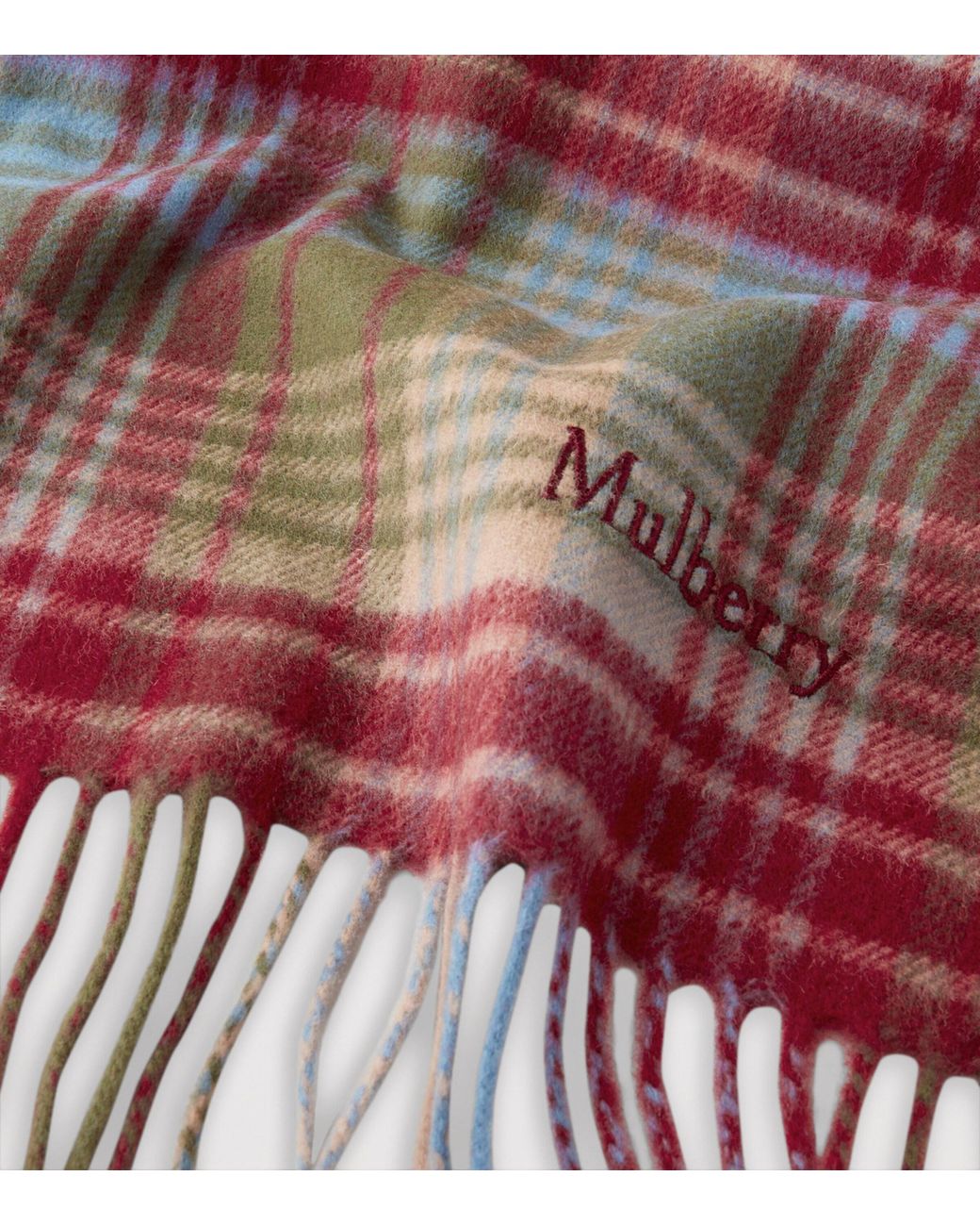 Mulberry Red Small Merino Check Scarf
