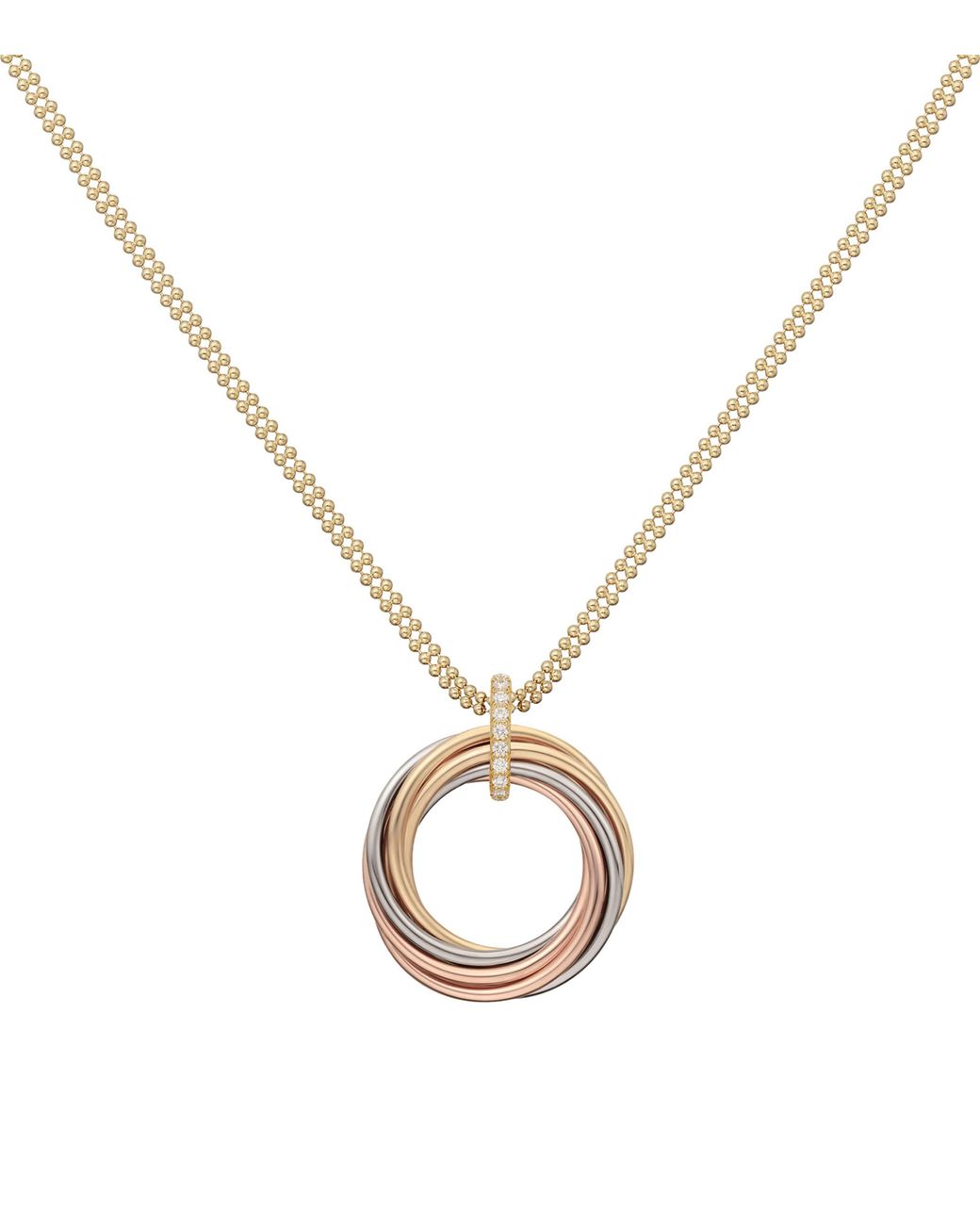 Cartier Metallic Mixed And Diamond Trinity Necklace
