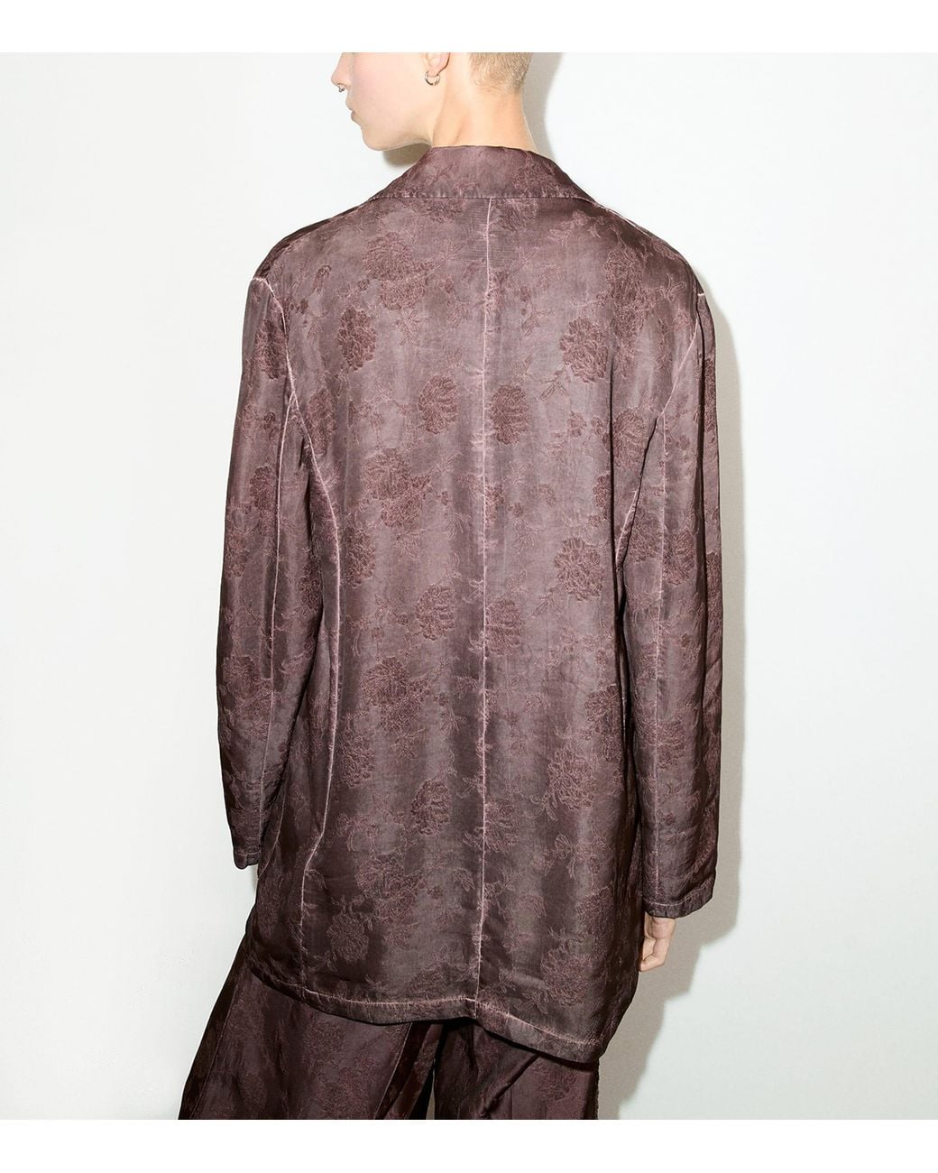 MAX&Co. Brown Floral Jacquard Open Blazer