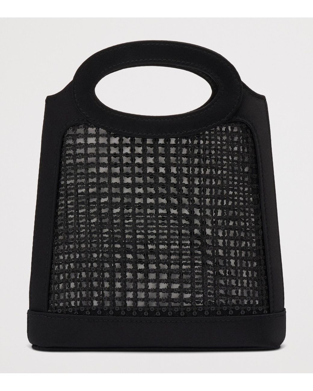 Malone Souliers Black Mini Satin-Mesh Aura Tote Bag