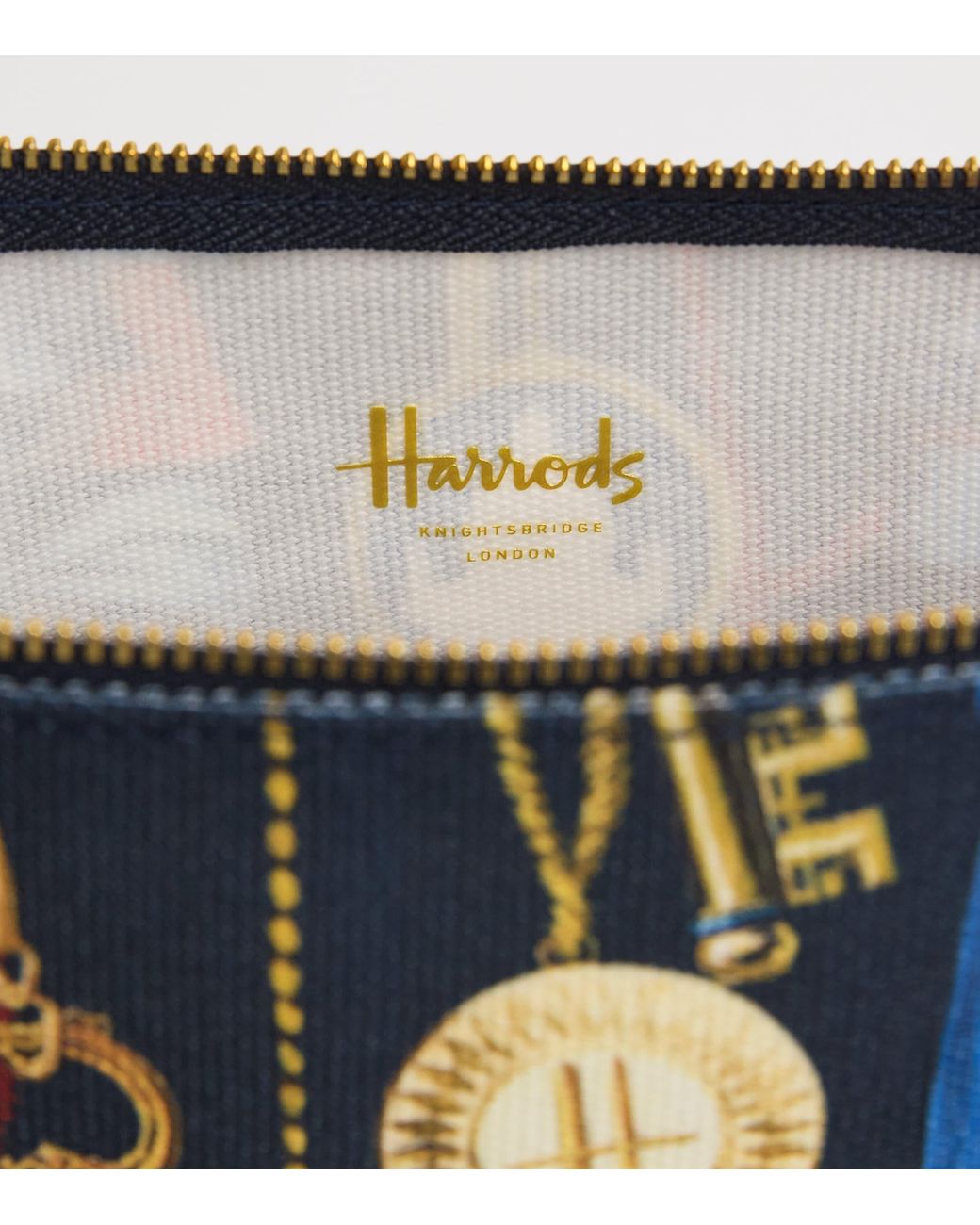 Harrods Blue Medium Canvas Tassel Wash Bag