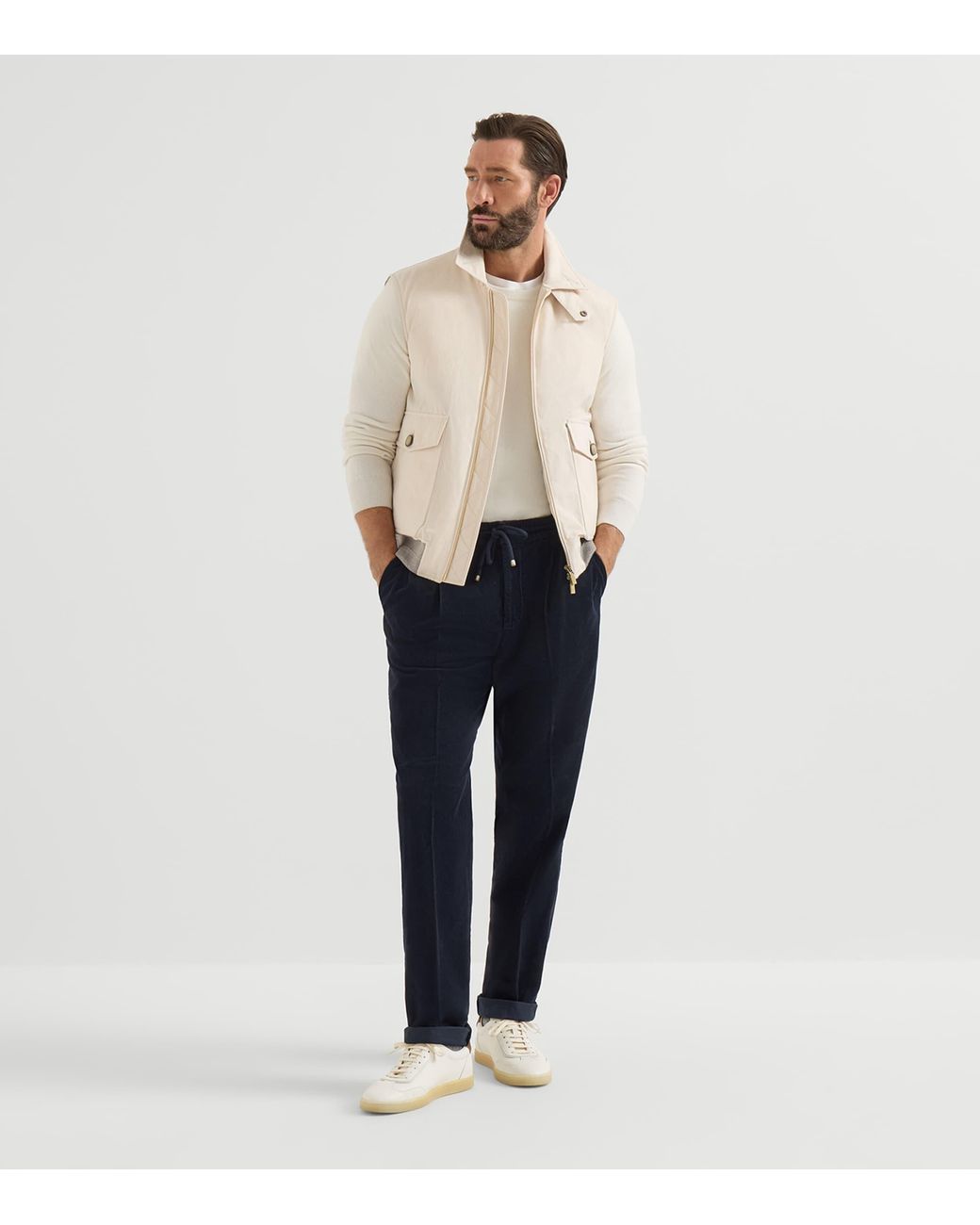 Brunello Cucinelli Blue Cotton Drawstring Trousers for men