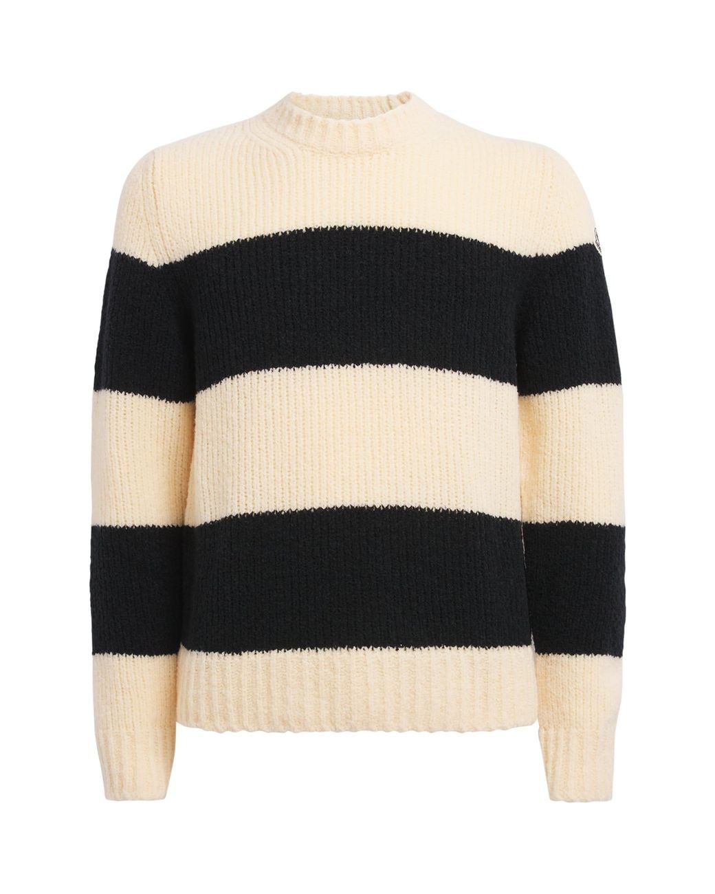 Moncler Black Wool-Blend Stripe Sweater for men