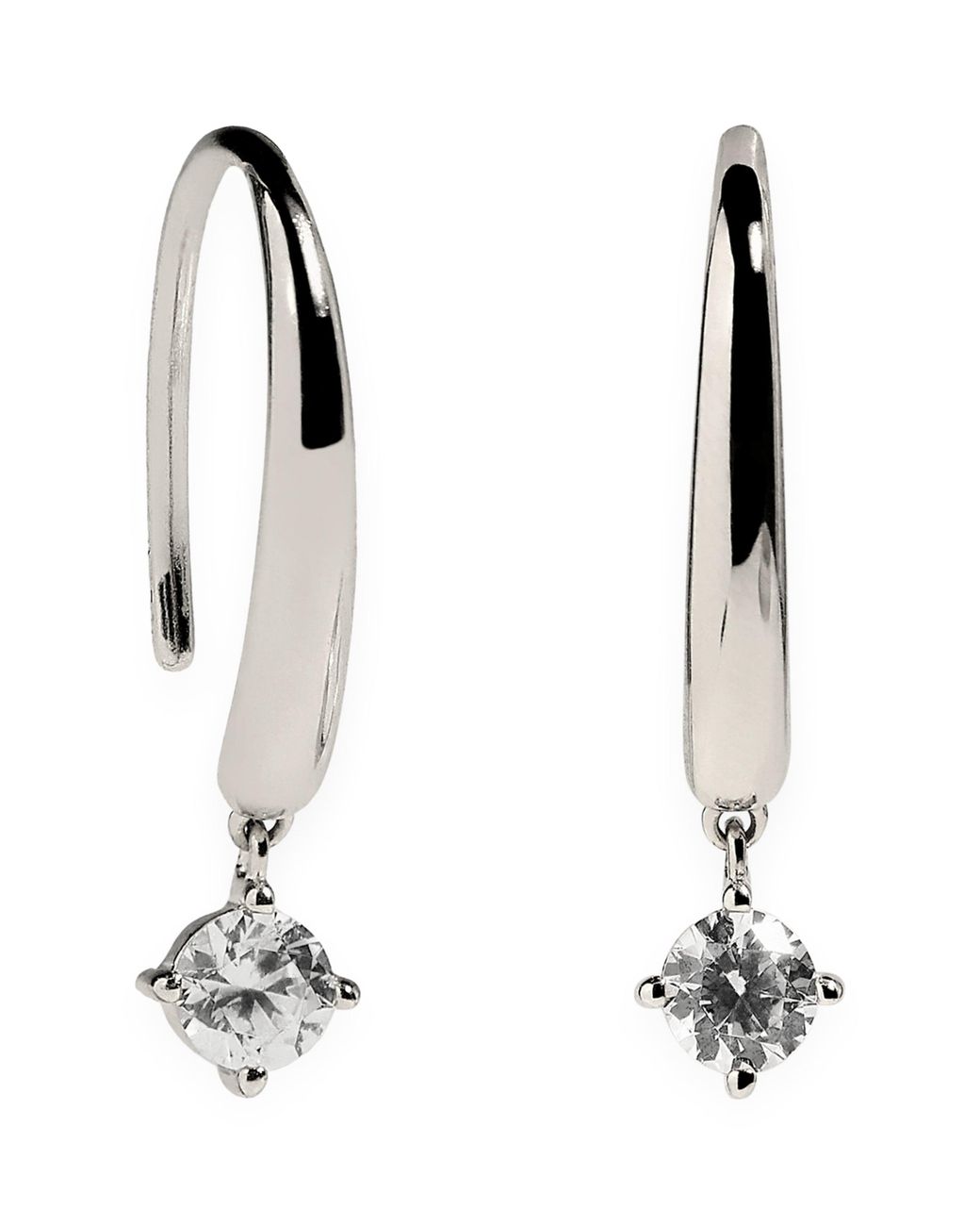 Astrid & Miyu White Rhodium-Plated Sterling Crystal Charm Hook Hoop Earrings